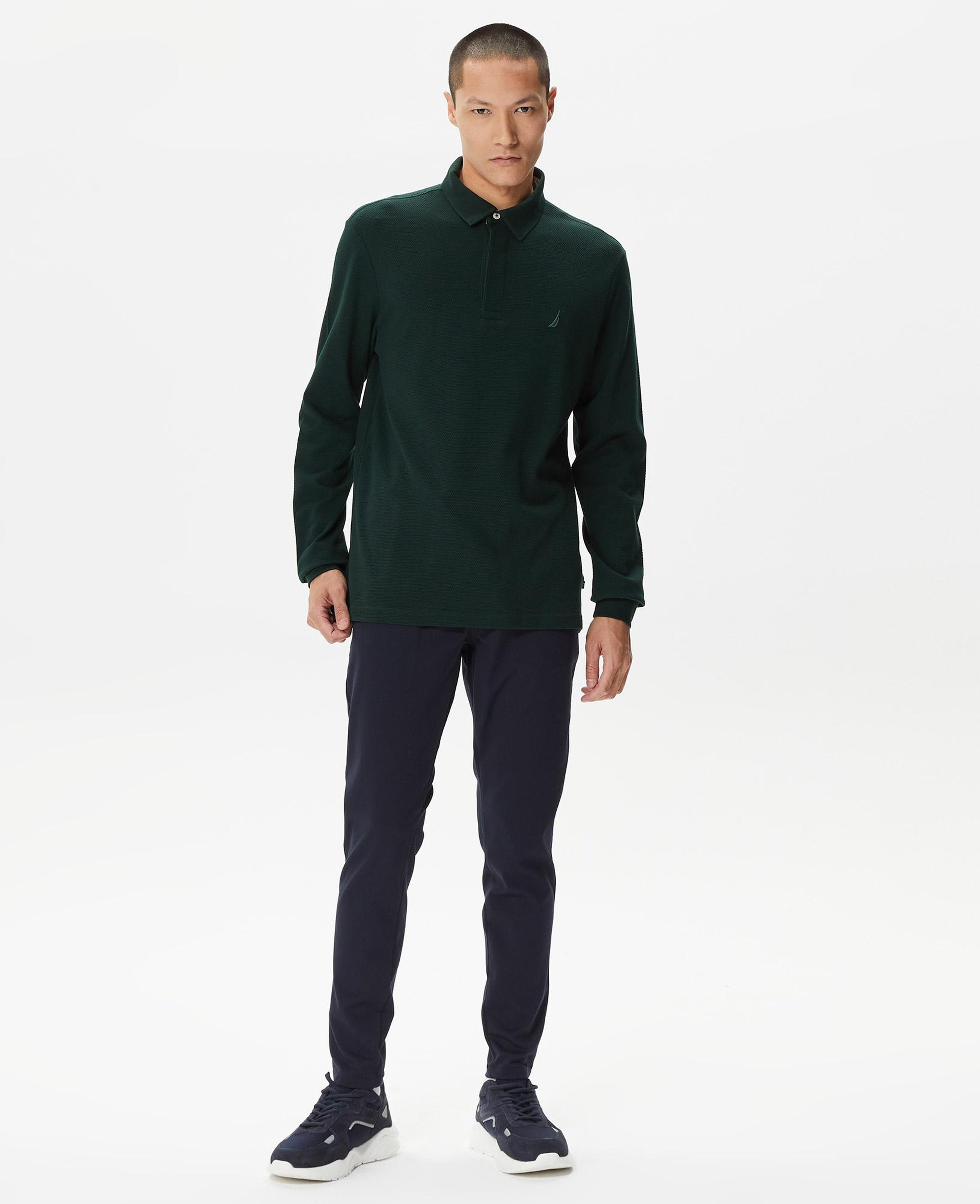 Nautica Erkek Yeşil Slim Fit Uzun Kollu Polo Yaka T-Shirt