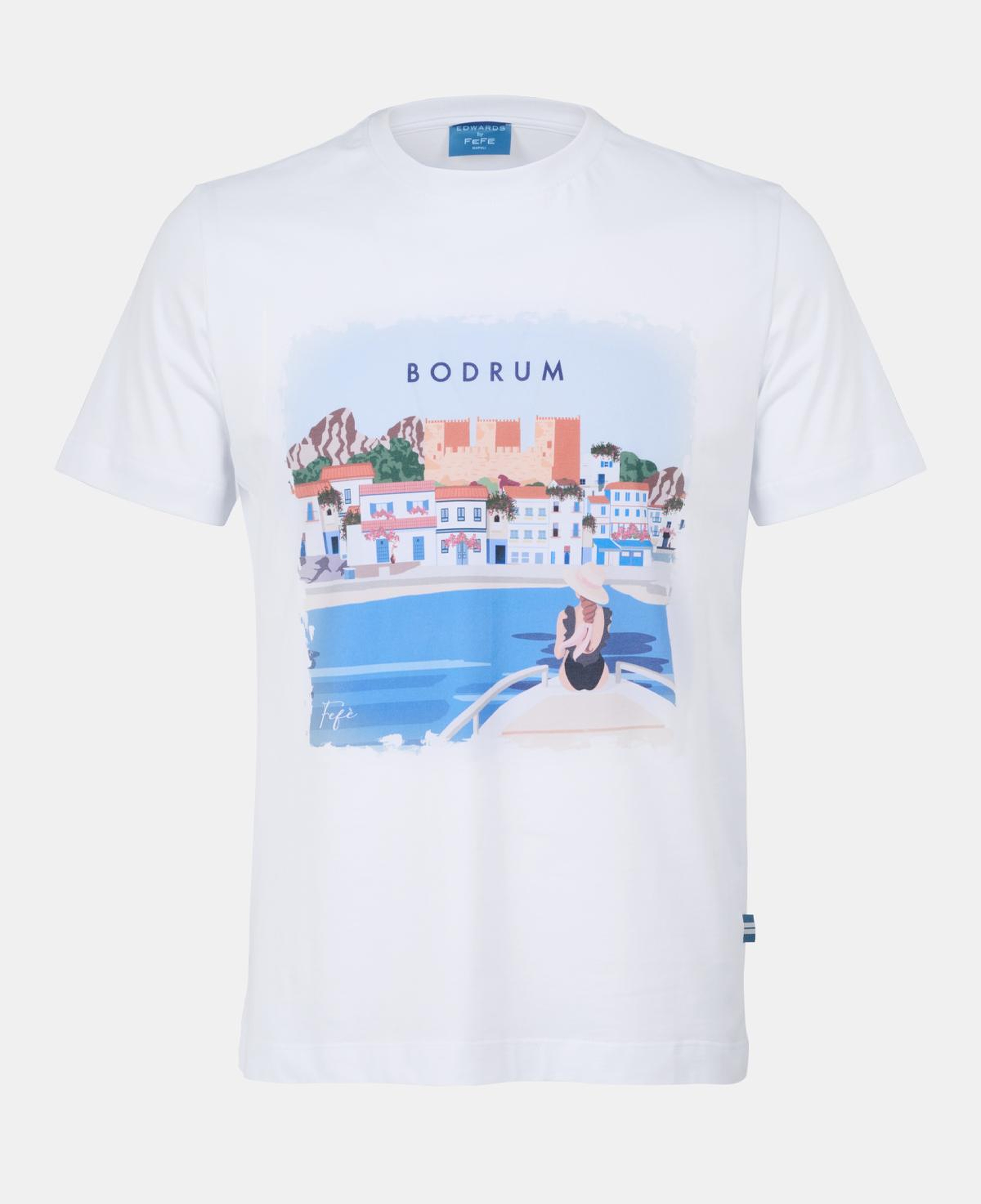 Erkek Beyaz Bodrum Desenli T-Shirt