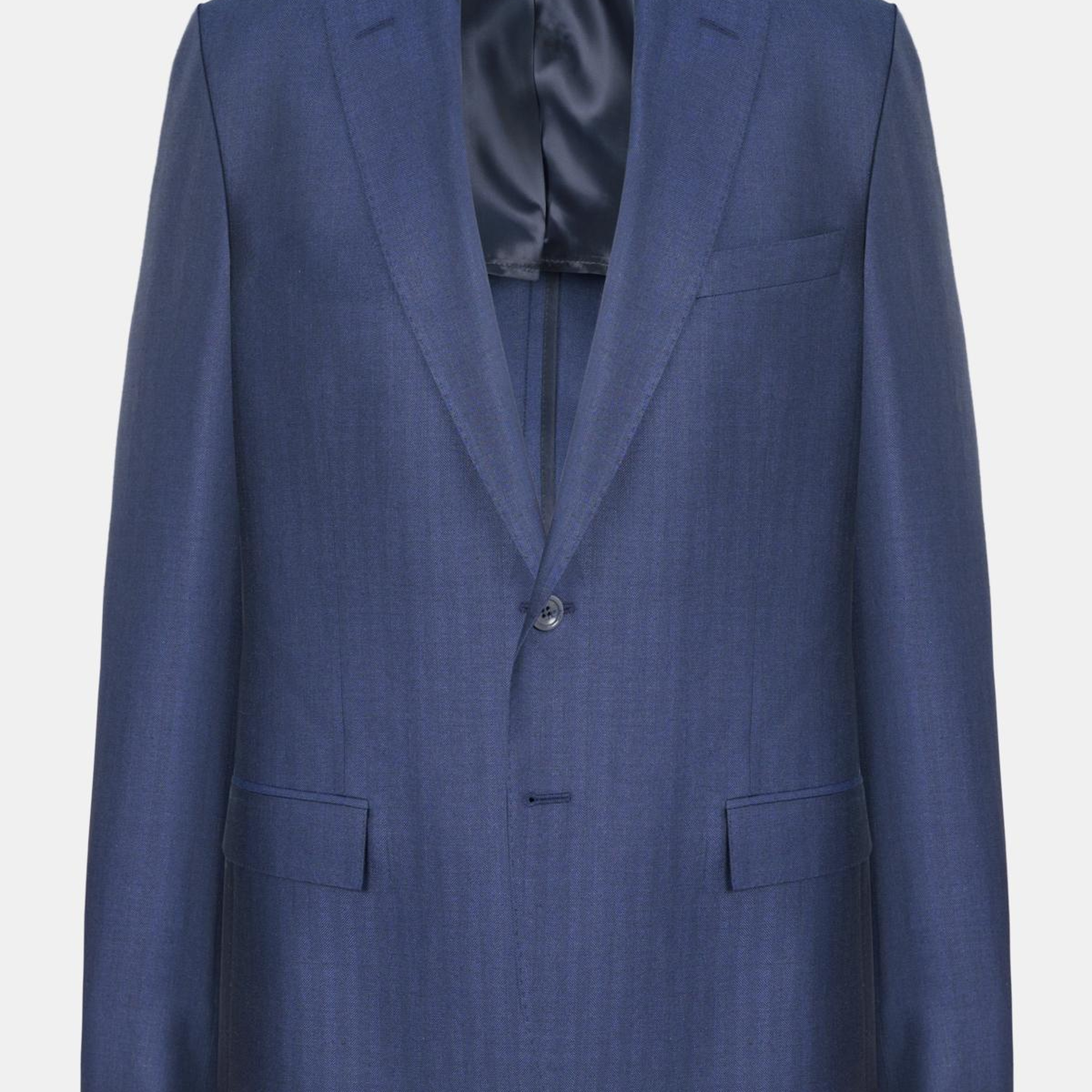 Erkek Lacivert Loro Piana Kumaşıyla Üretilmiş Yün İpek Keten Karışımlı Ceket