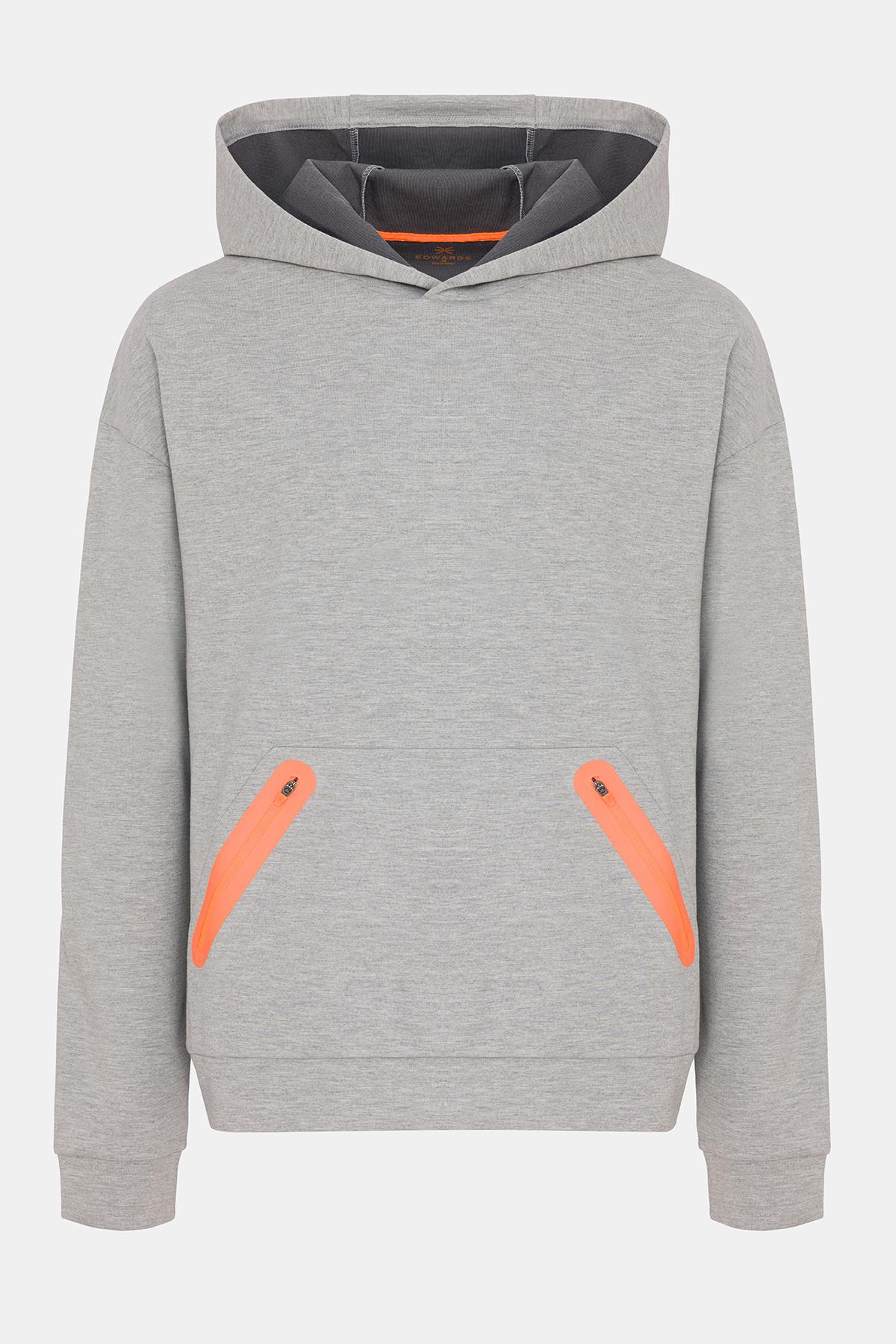 Erkek Gri Activewear Kapüşonlu Sweatshirt