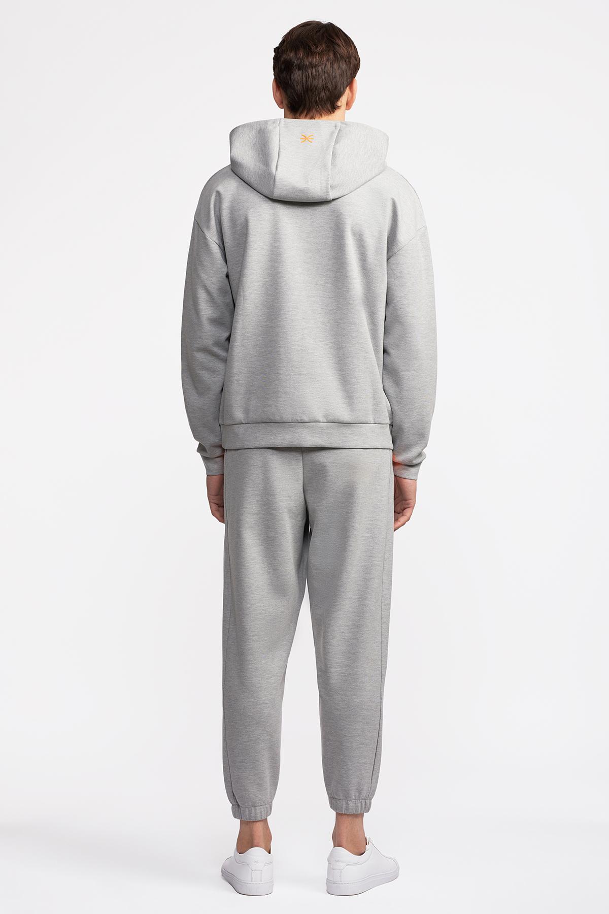 Erkek Gri Activewear Kapüşonlu Sweatshirt