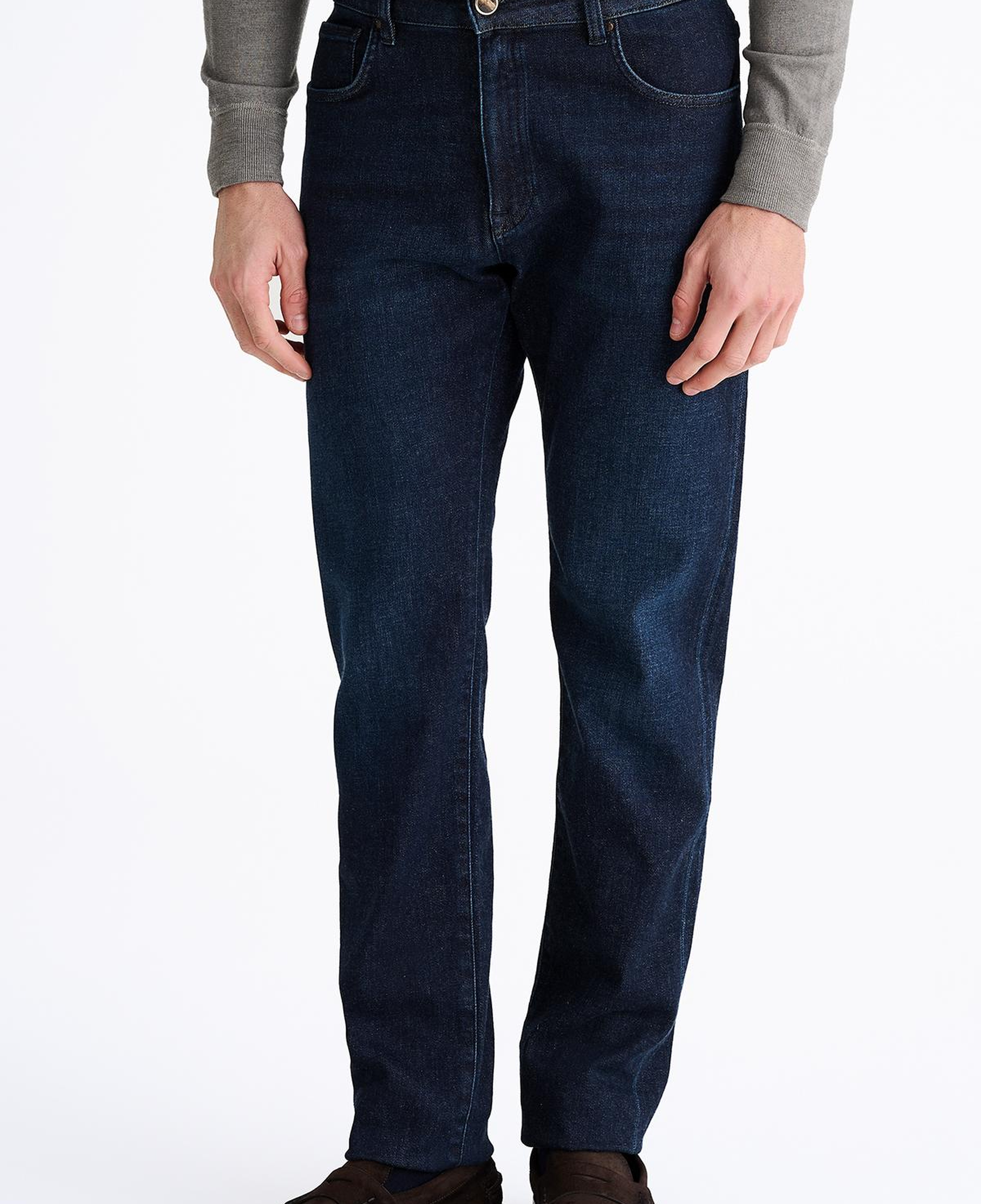 Erkek Mavi Kaşmir Karışımlı Jean Pantolon