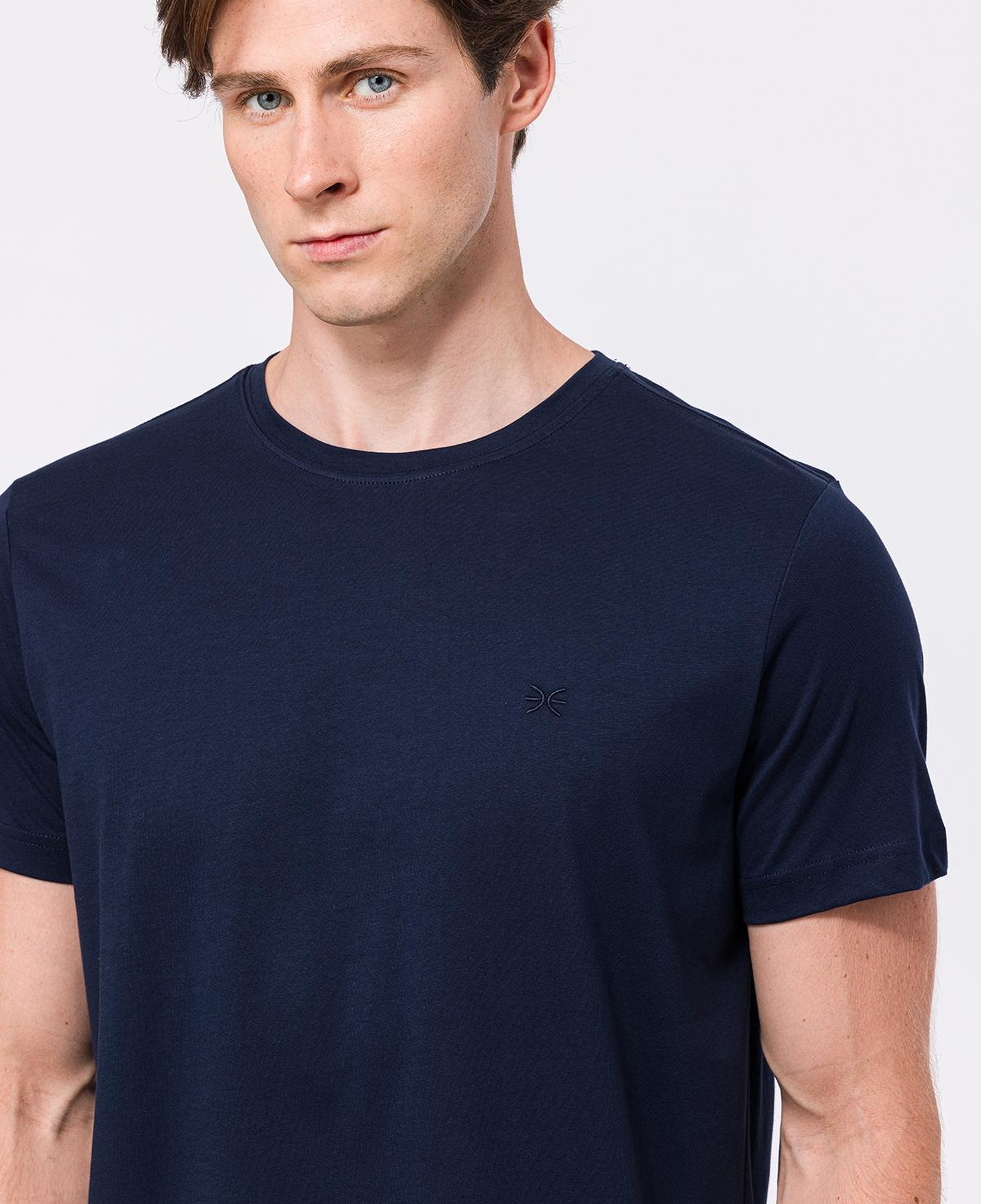 Erkek Lacivert Organik Pamuklu Bisiklet Yaka T-Shirt