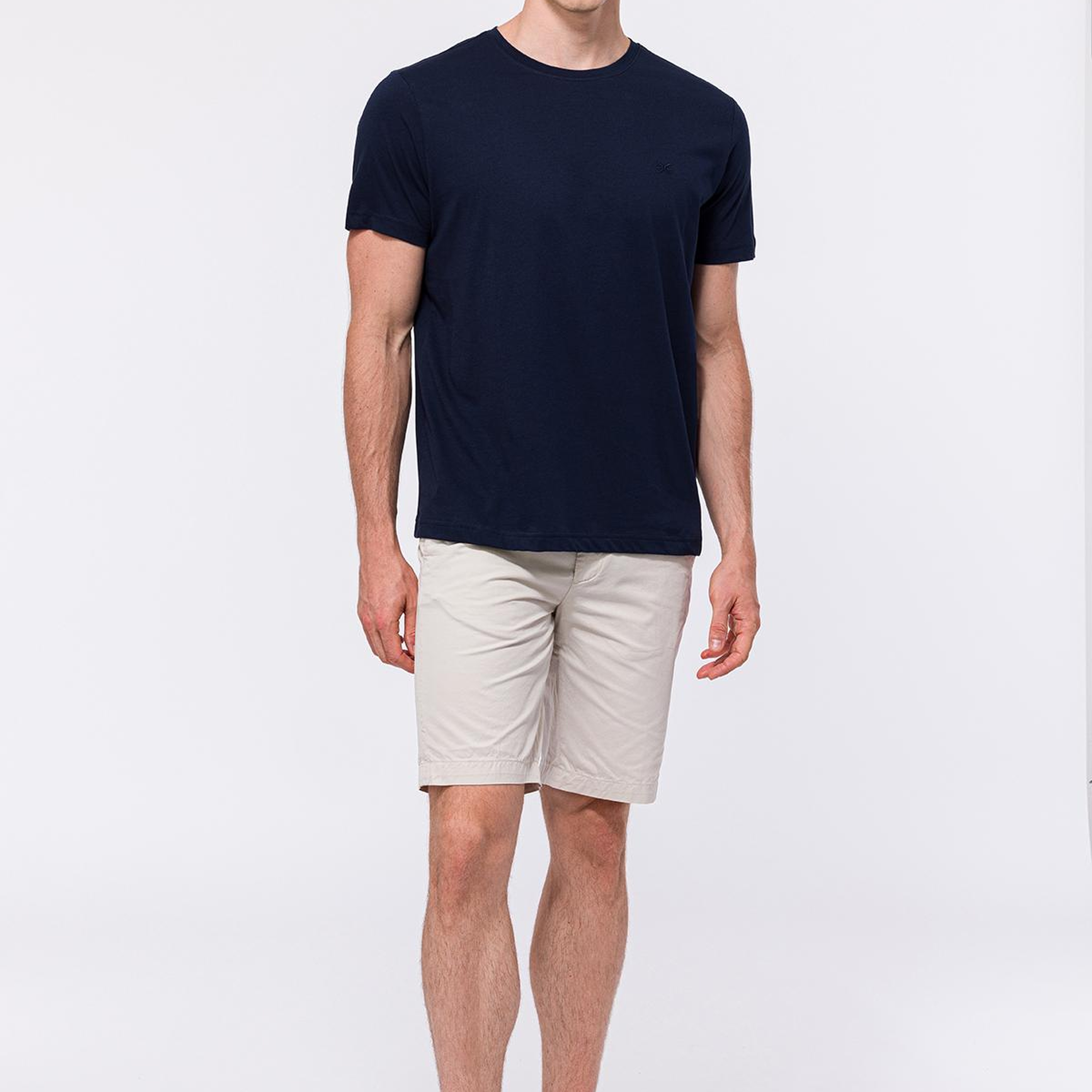 Erkek Lacivert Organik Pamuklu Bisiklet Yaka T-Shirt