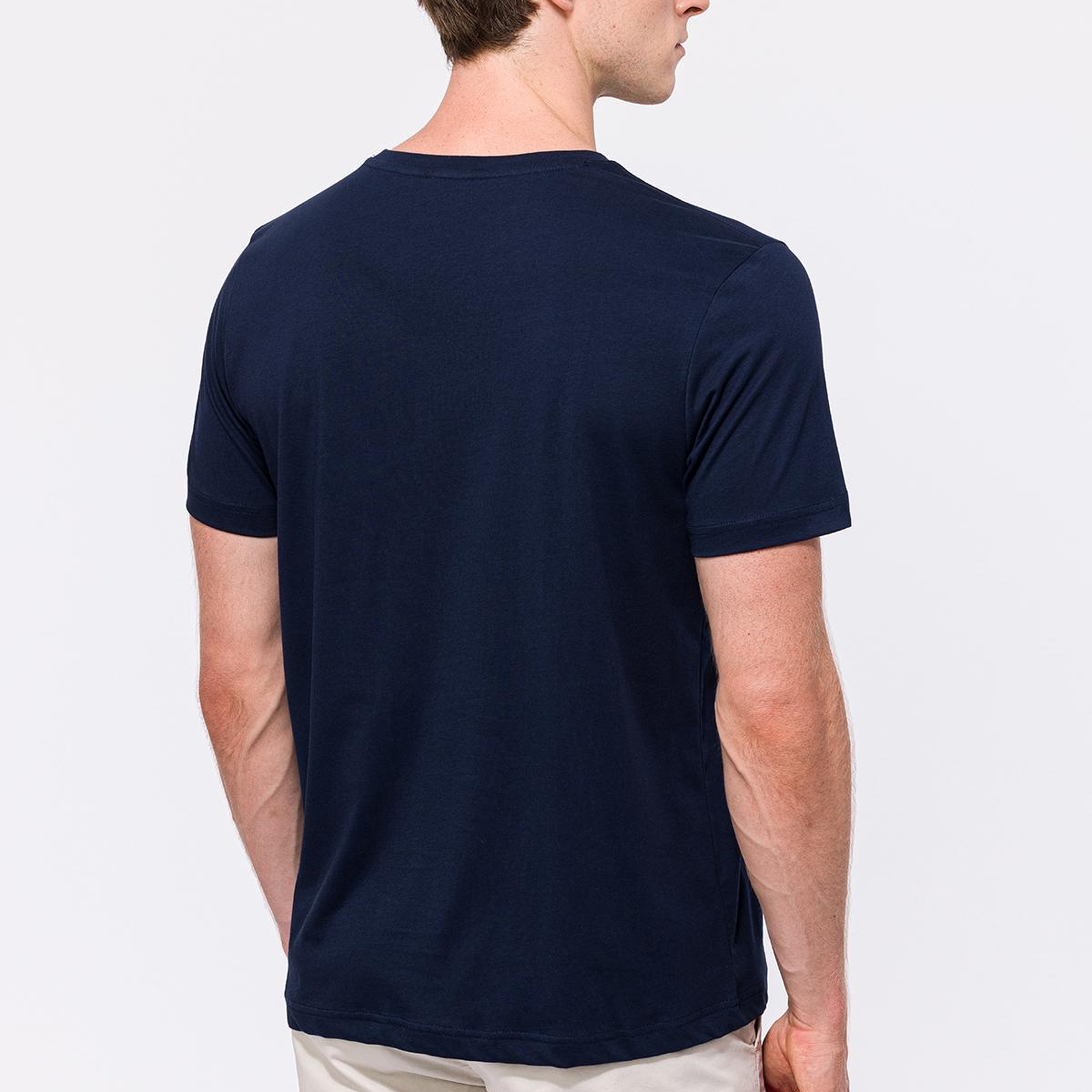 Erkek Lacivert Organik Pamuklu Bisiklet Yaka T-Shirt