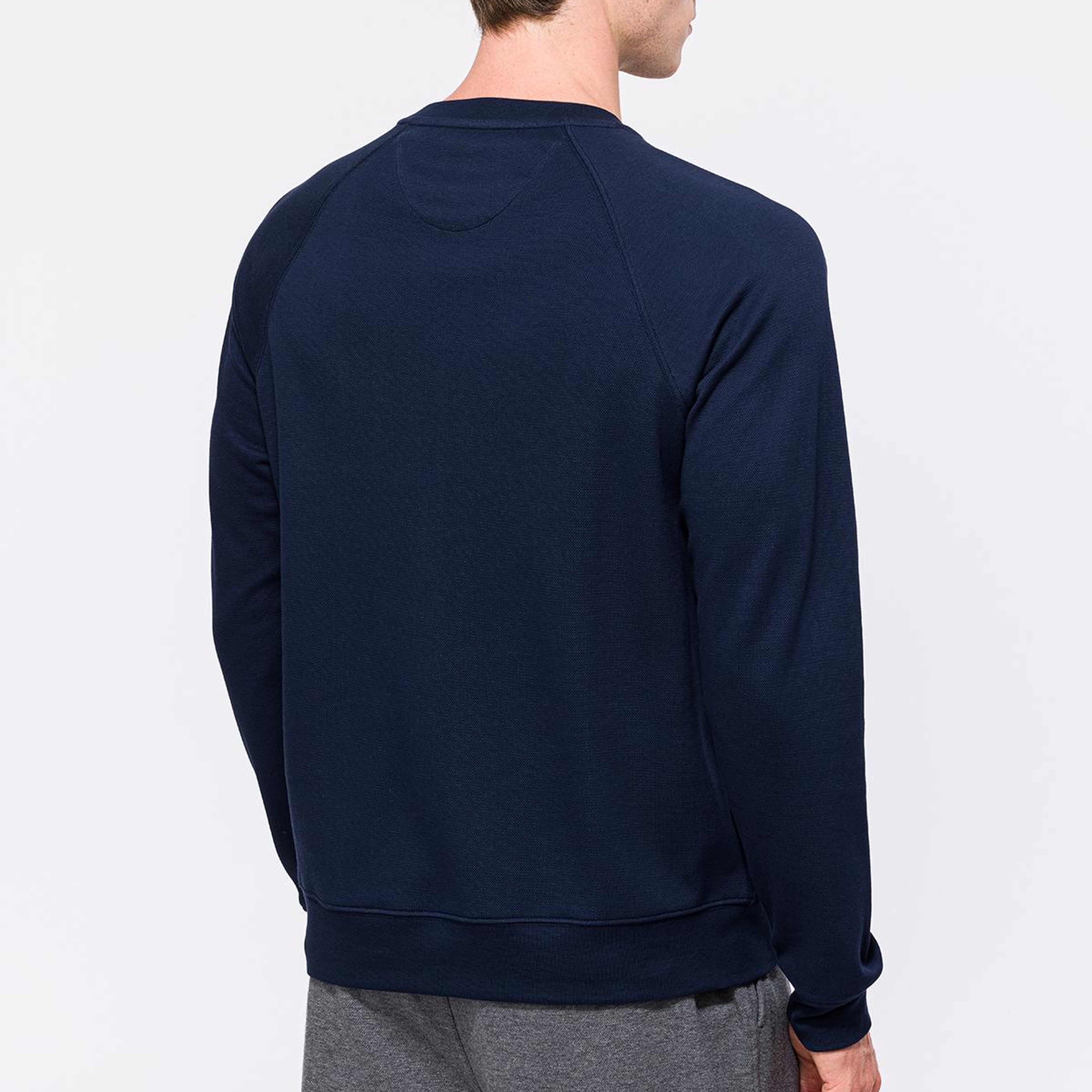 Erkek Lacivert Bisiklet Yaka Organik Pamuklu Sweatshirt