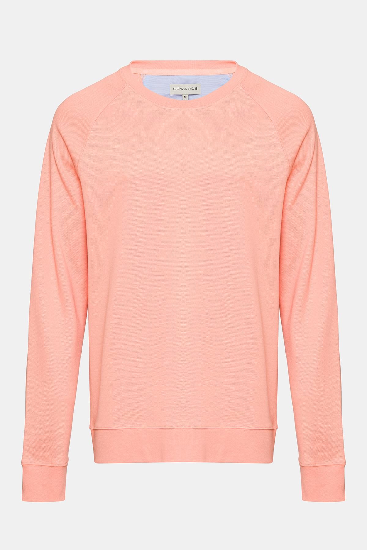 Erkek Pembe Bisiklet Yaka Organik Pamuklu Sweatshirt