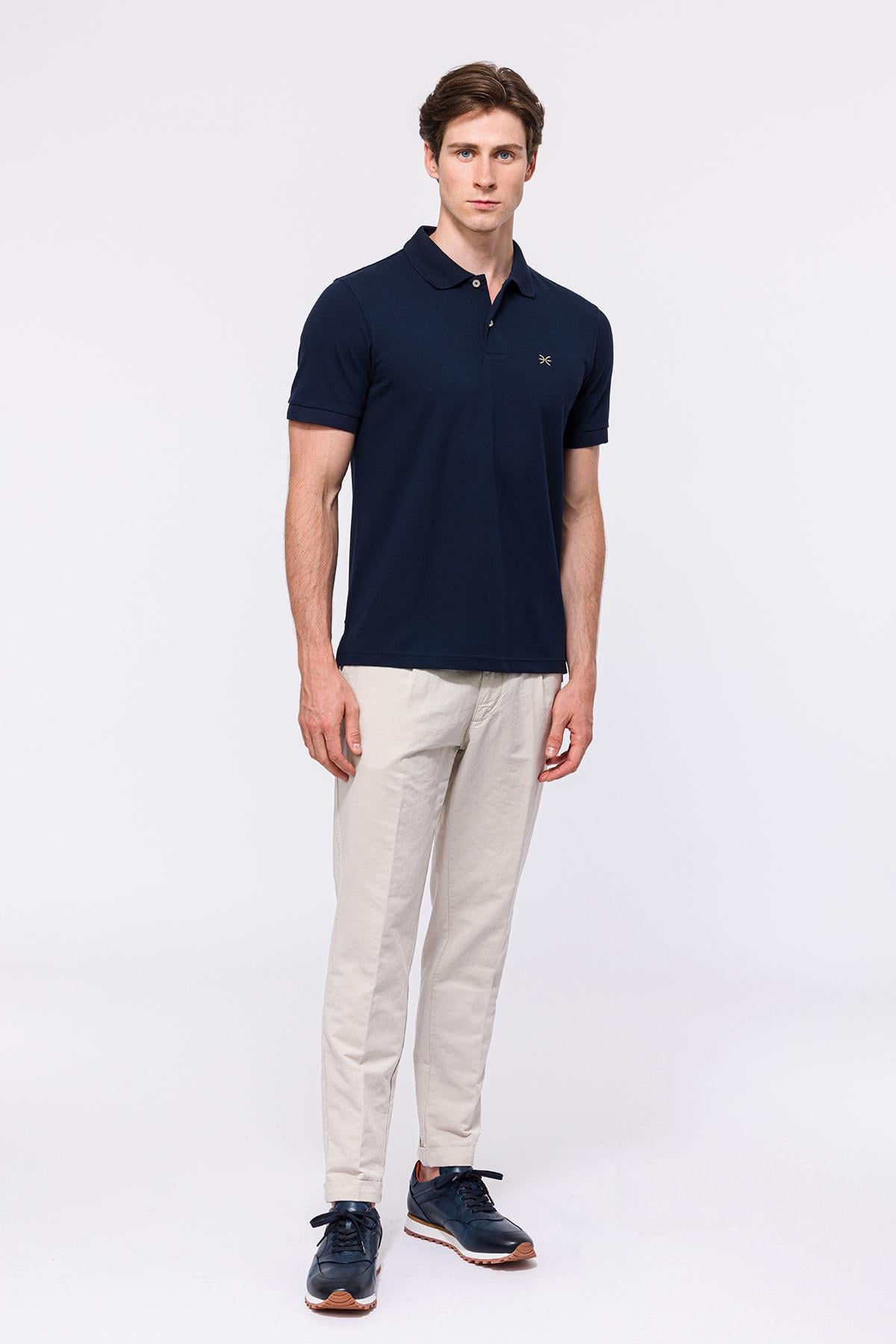 Erkek Lacivert Kısa Kollu Polo Yaka T-Shirt