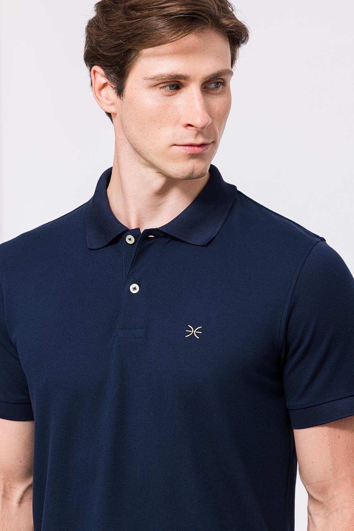 Erkek Lacivert Kısa Kollu Polo Yaka T-Shirt
