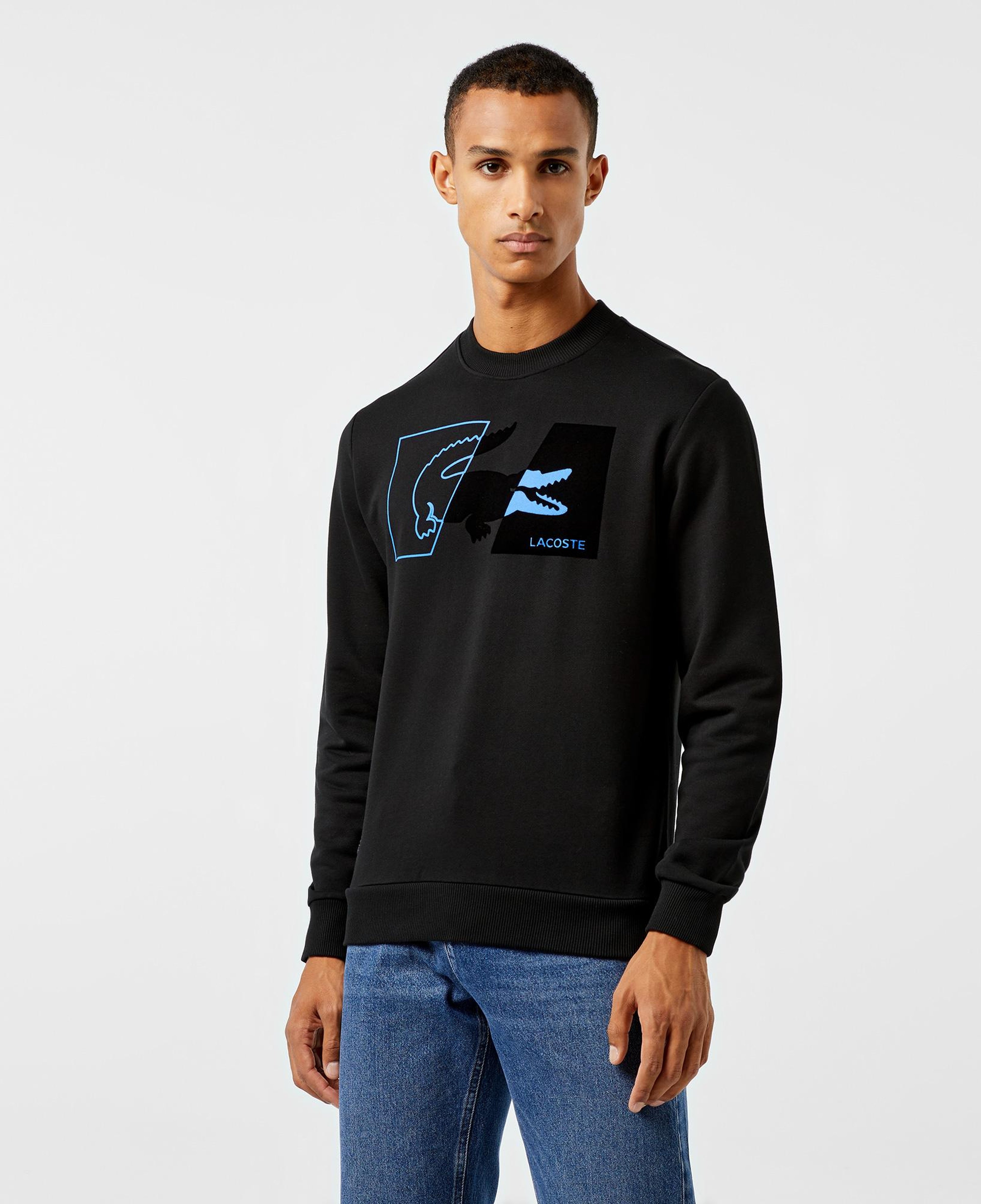 Erkek Regular Fit Bisiklet Yaka Baskılı Siyah Sweatshirt