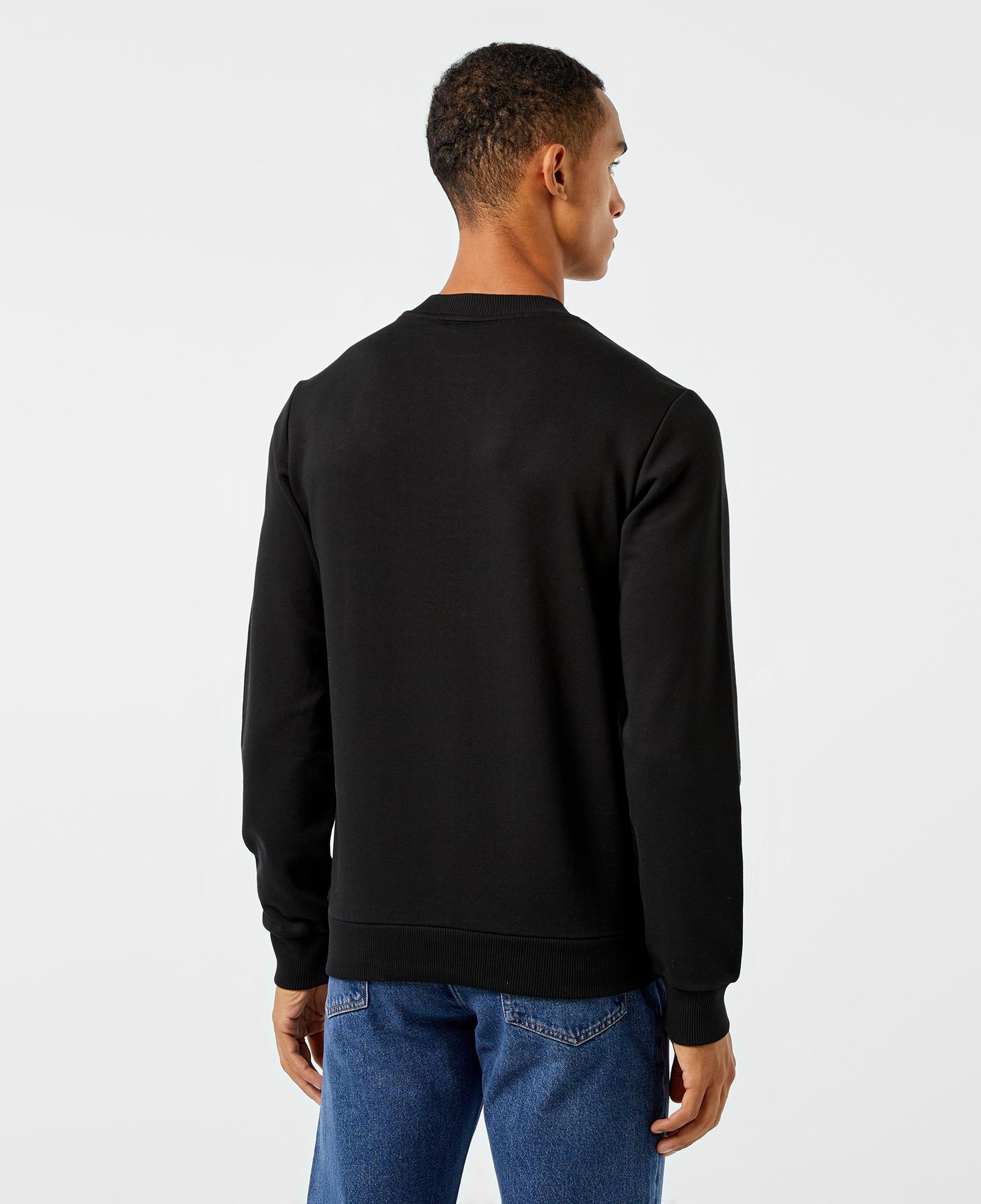 Erkek Regular Fit Bisiklet Yaka Baskılı Siyah Sweatshirt