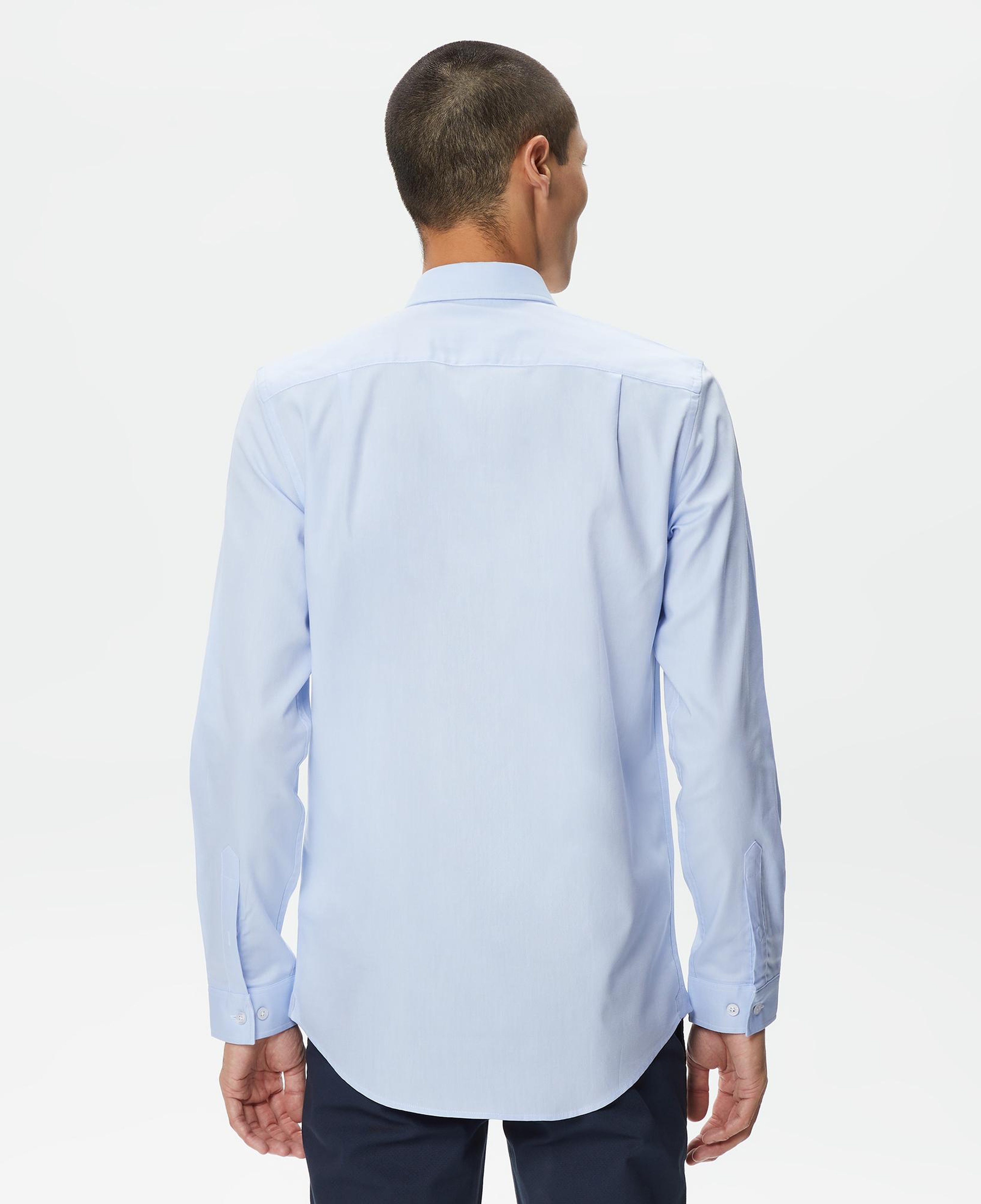 Erkek Slim Fit Düğmeli Yaka Açık Mavi Gömlek