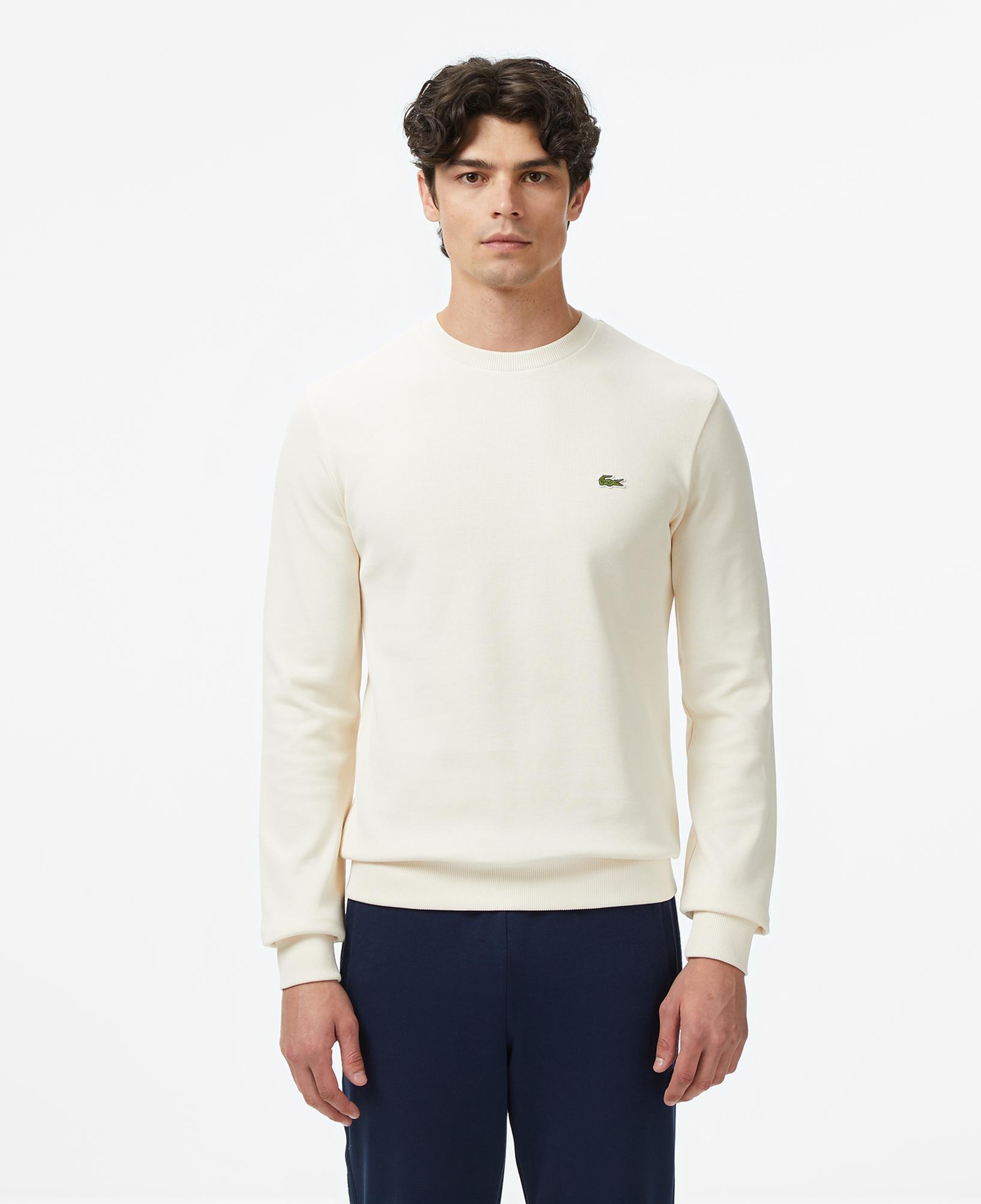 Erkek Classic Fit Uzun Kollu Bisiklet Yaka Krem T-Shirt