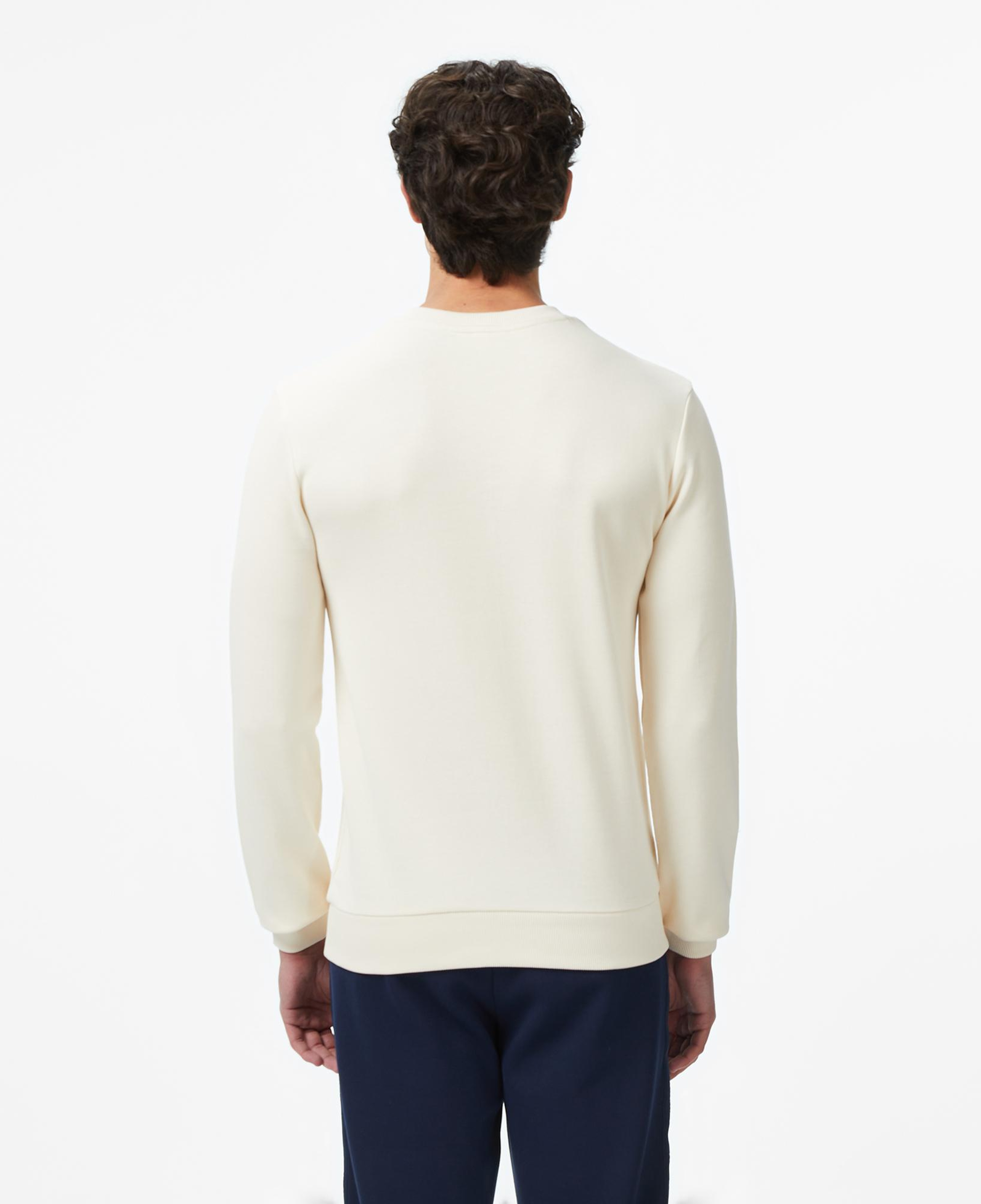Erkek Classic Fit Uzun Kollu Bisiklet Yaka Krem T-Shirt