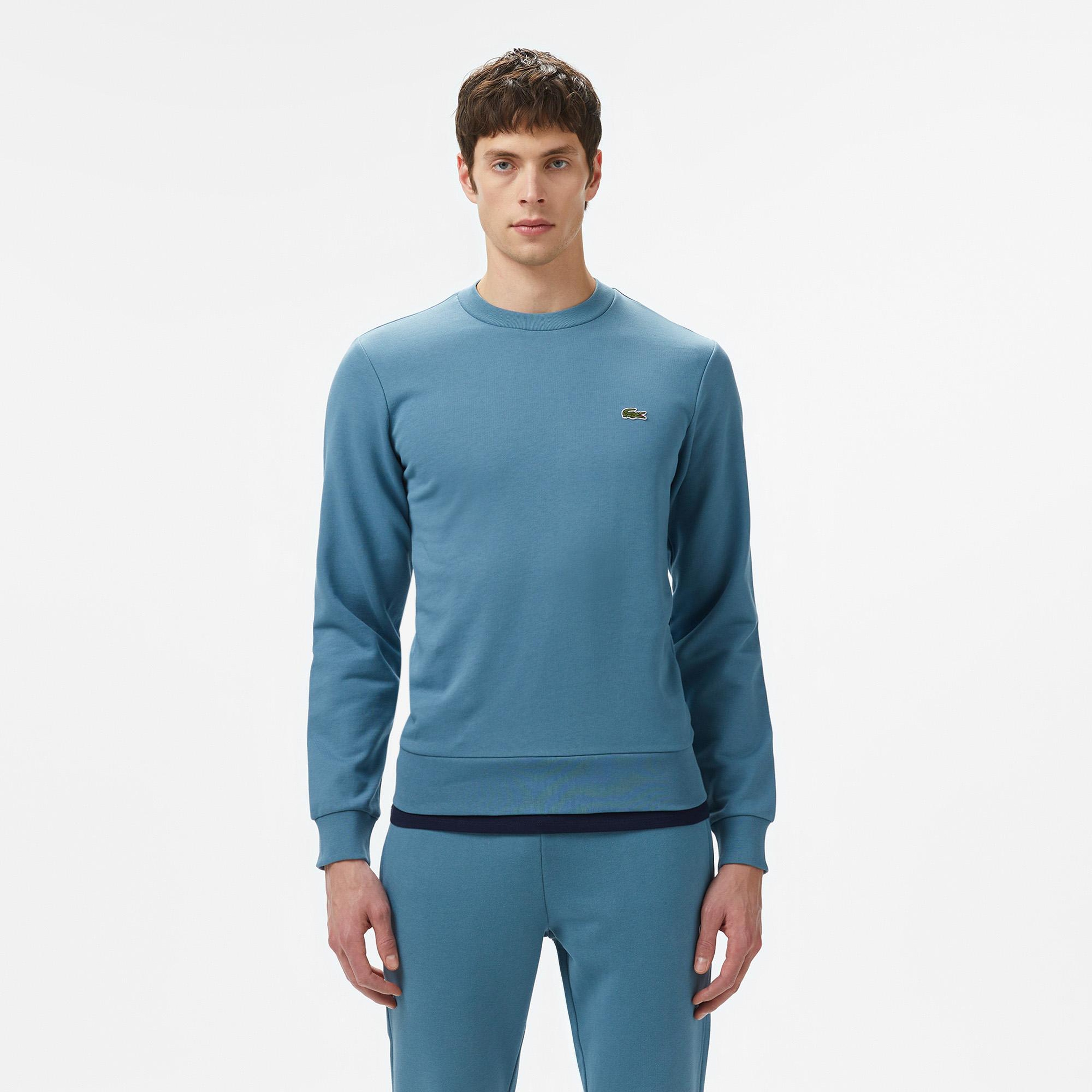 Erkek Classic Fit Bisiklet Yaka Mavi Sweatshirt