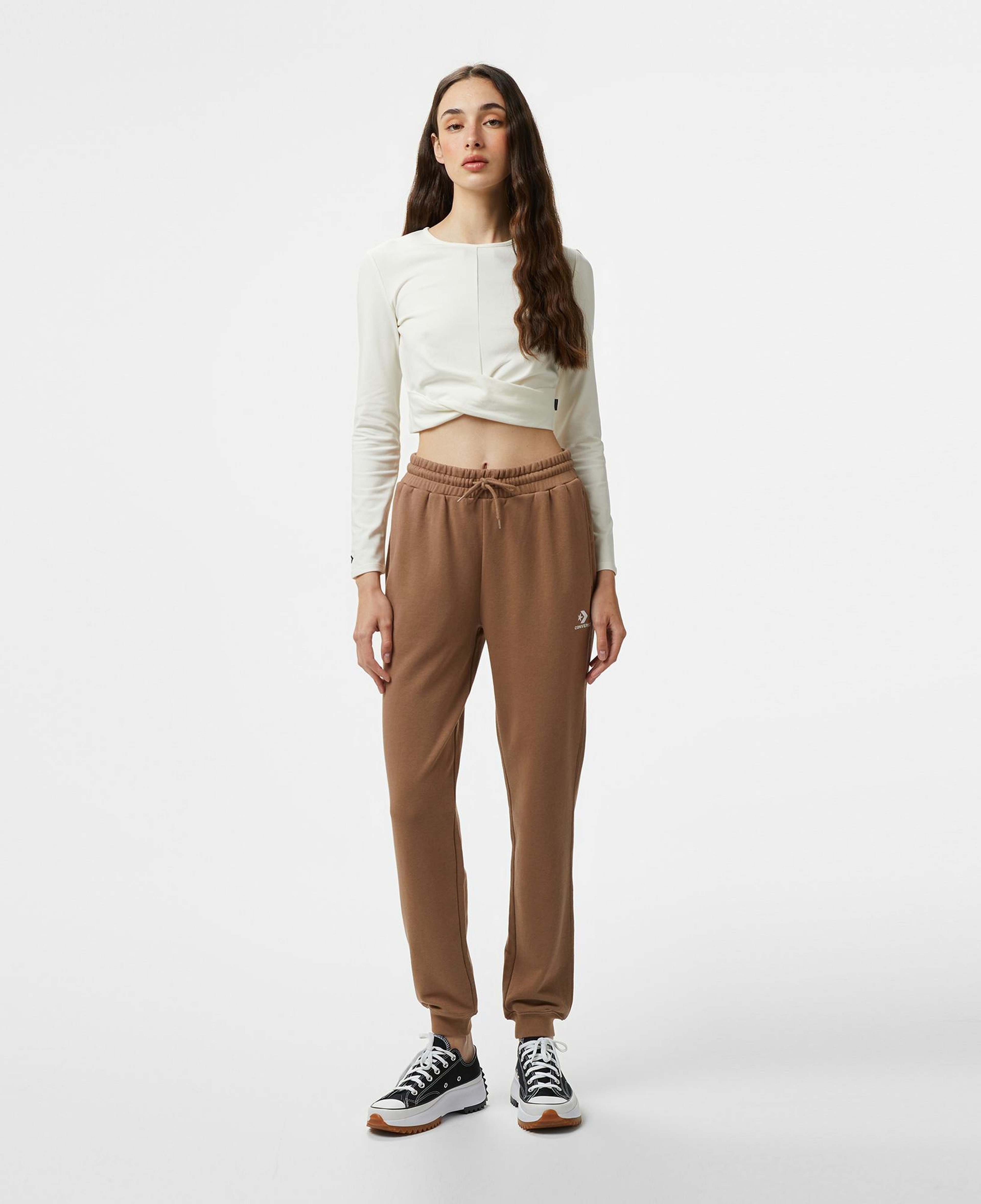 Converse Twist Front Kadın Uzun Kollu Krem T-Shirt