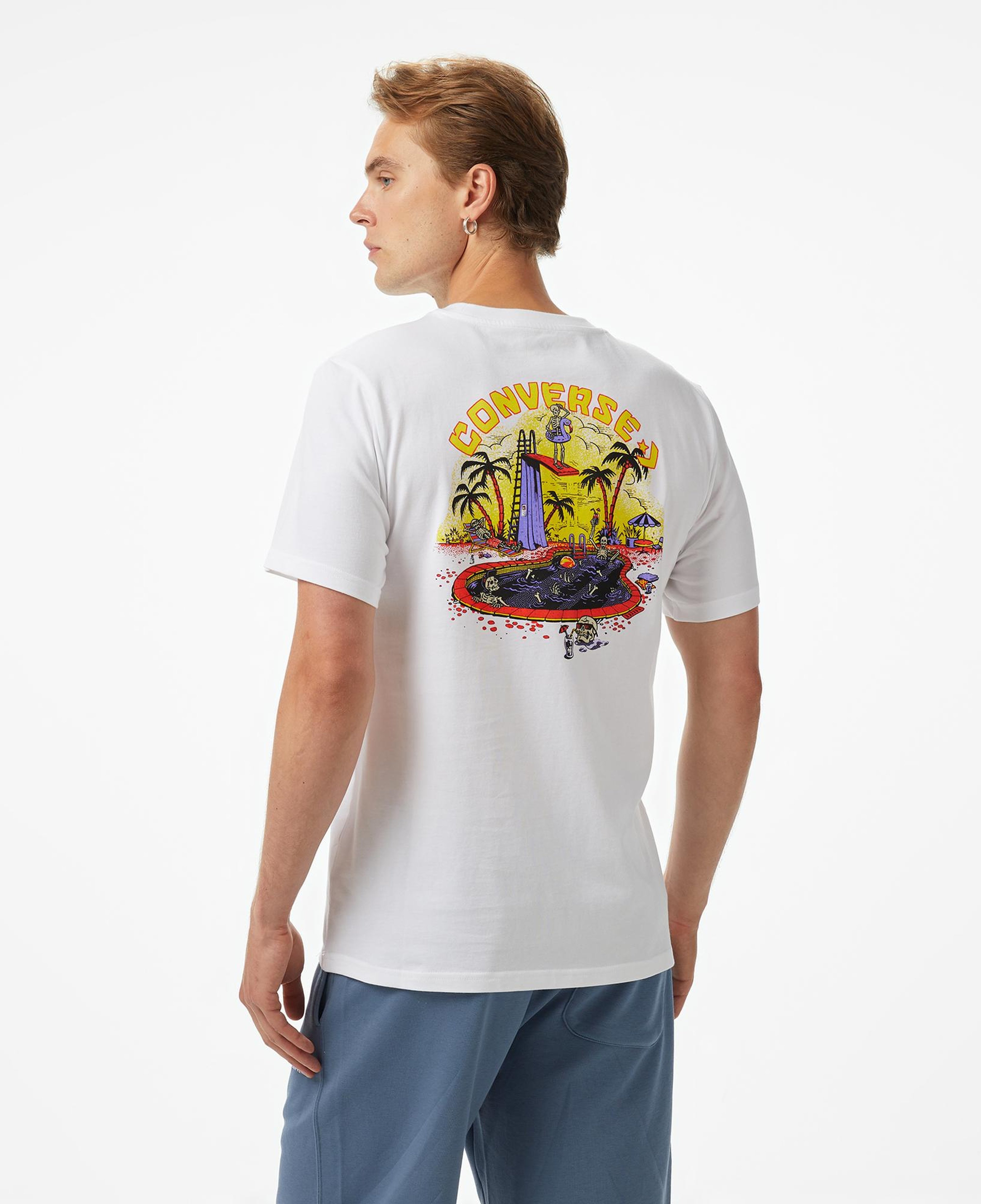 Converse Skeleton Party Erkek Beyaz T-Shirt