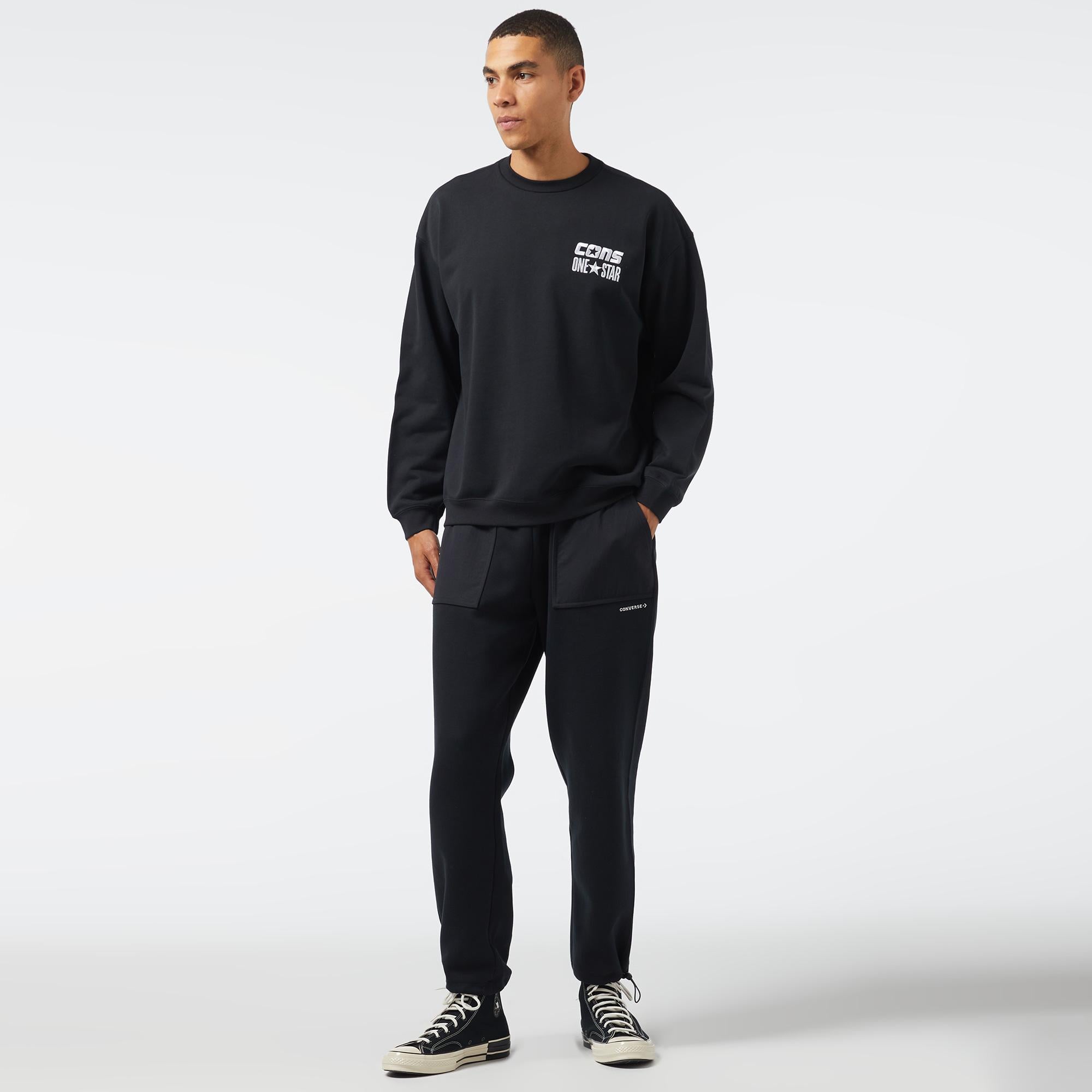 Converse Cons One Star Crew Erkek Siyah Sweatshirt