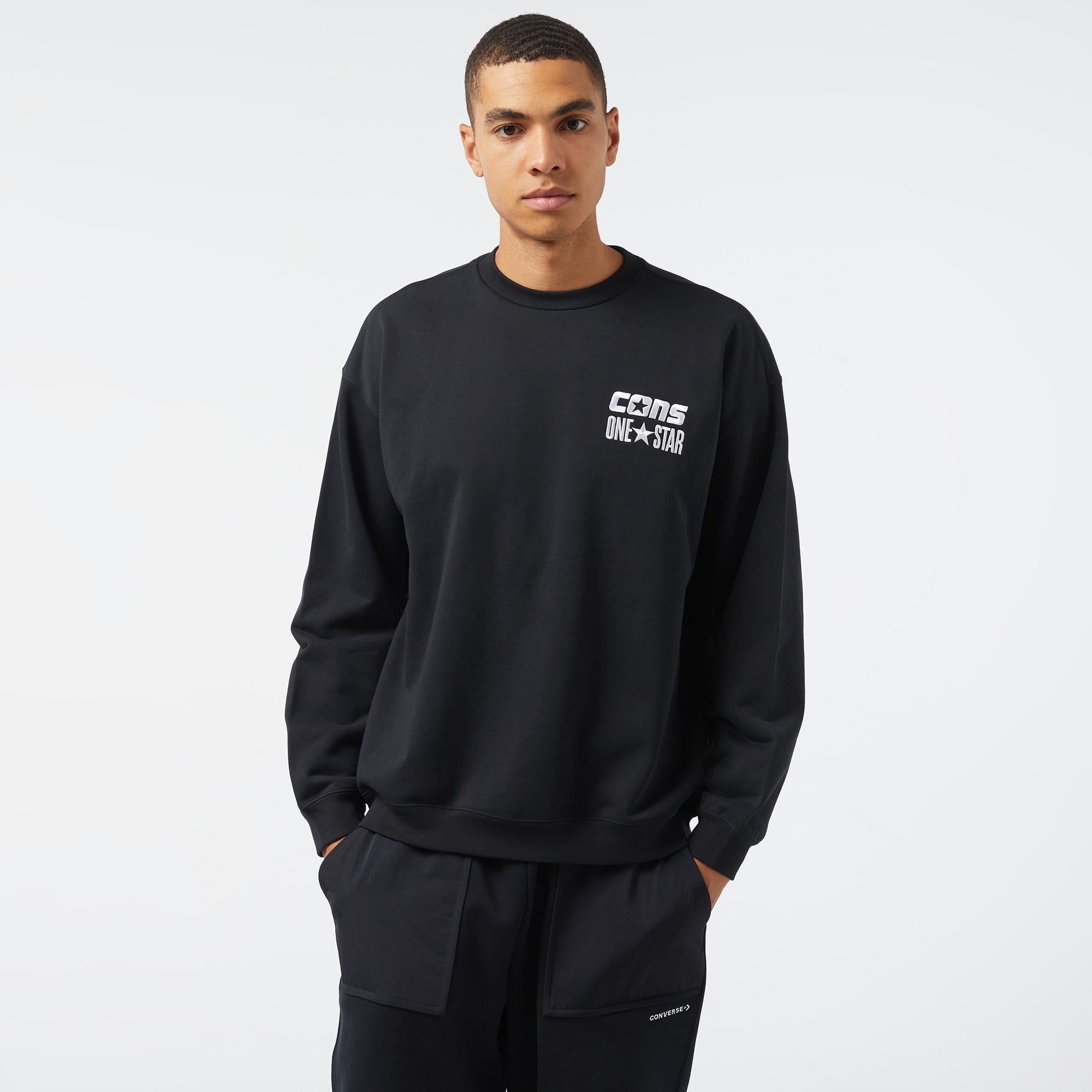 Converse Cons One Star Crew Erkek Siyah Sweatshirt