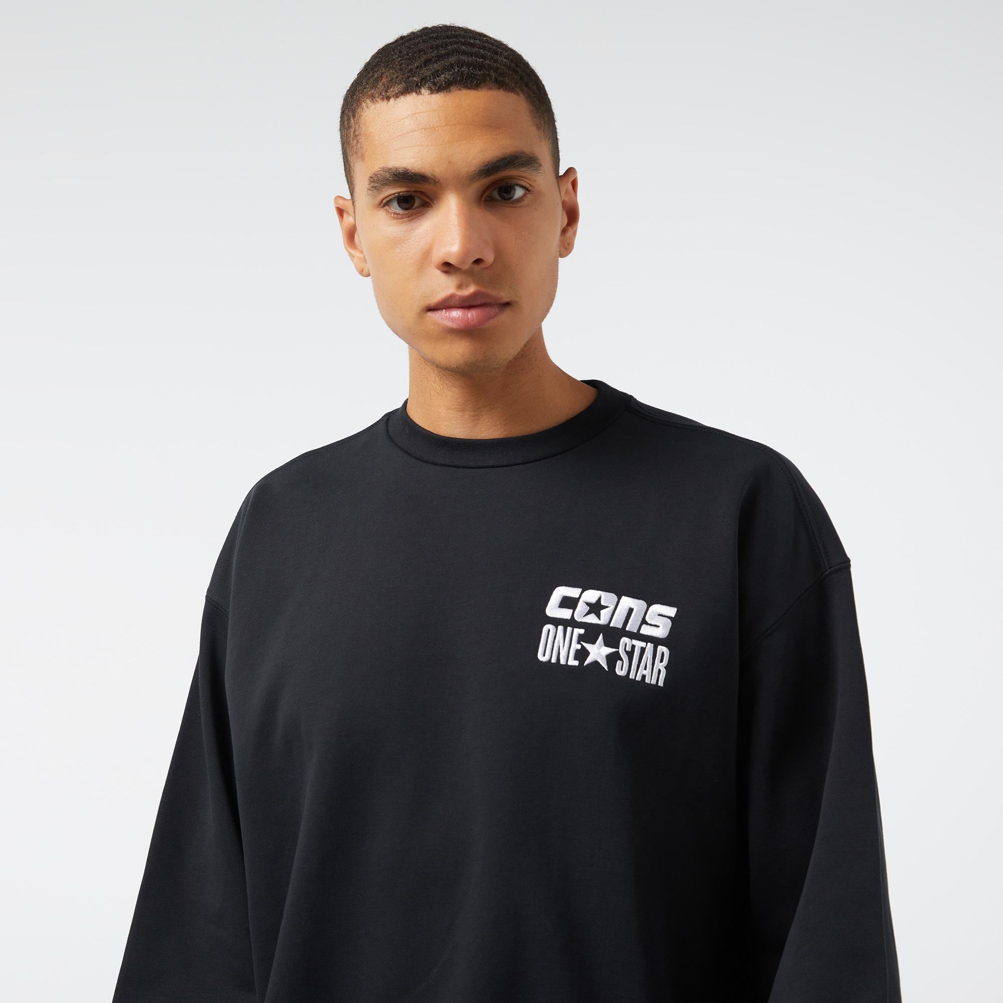 Converse Cons One Star Crew Erkek Siyah Sweatshirt