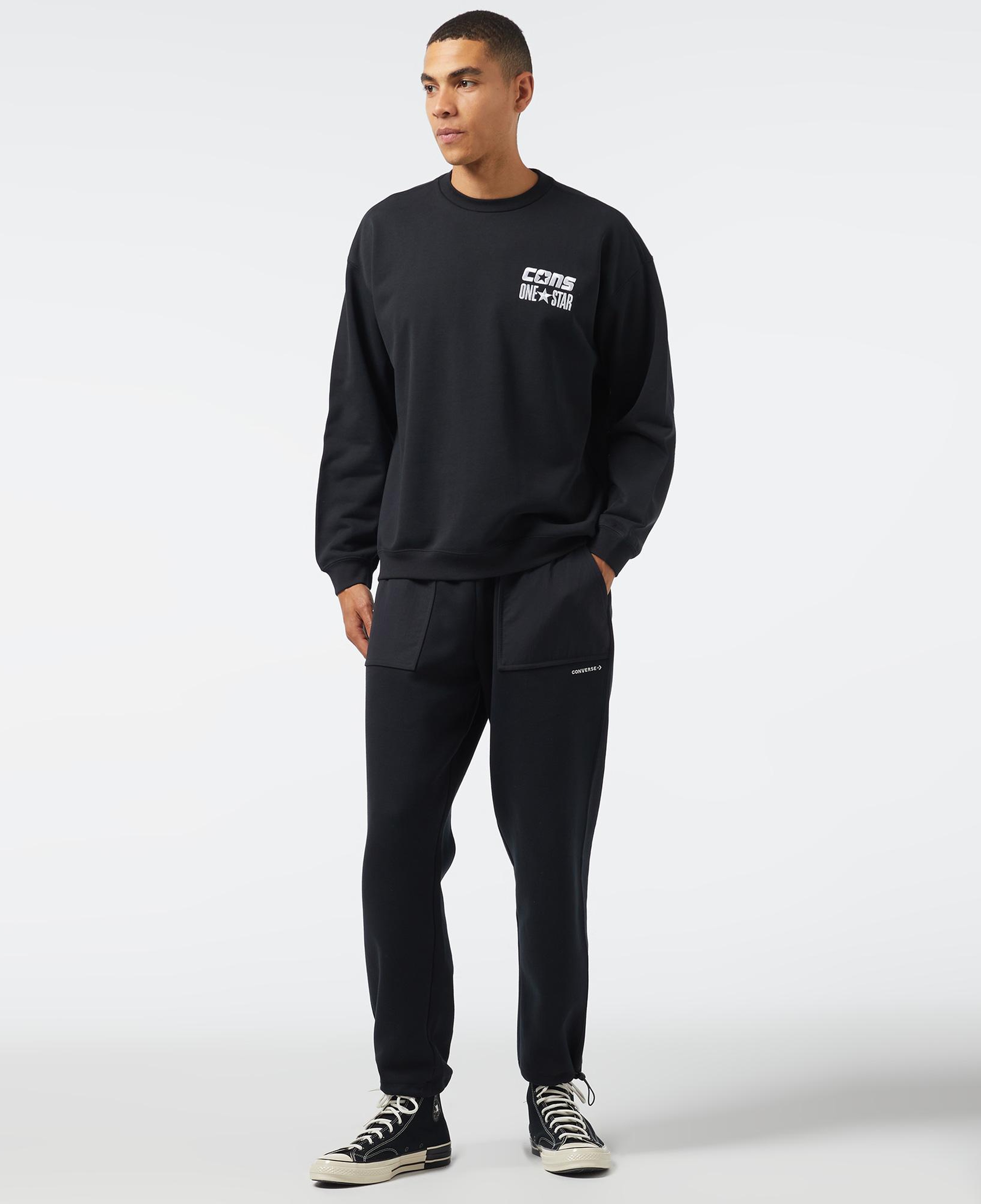 Converse Cons One Star Crew Erkek Siyah Sweatshirt