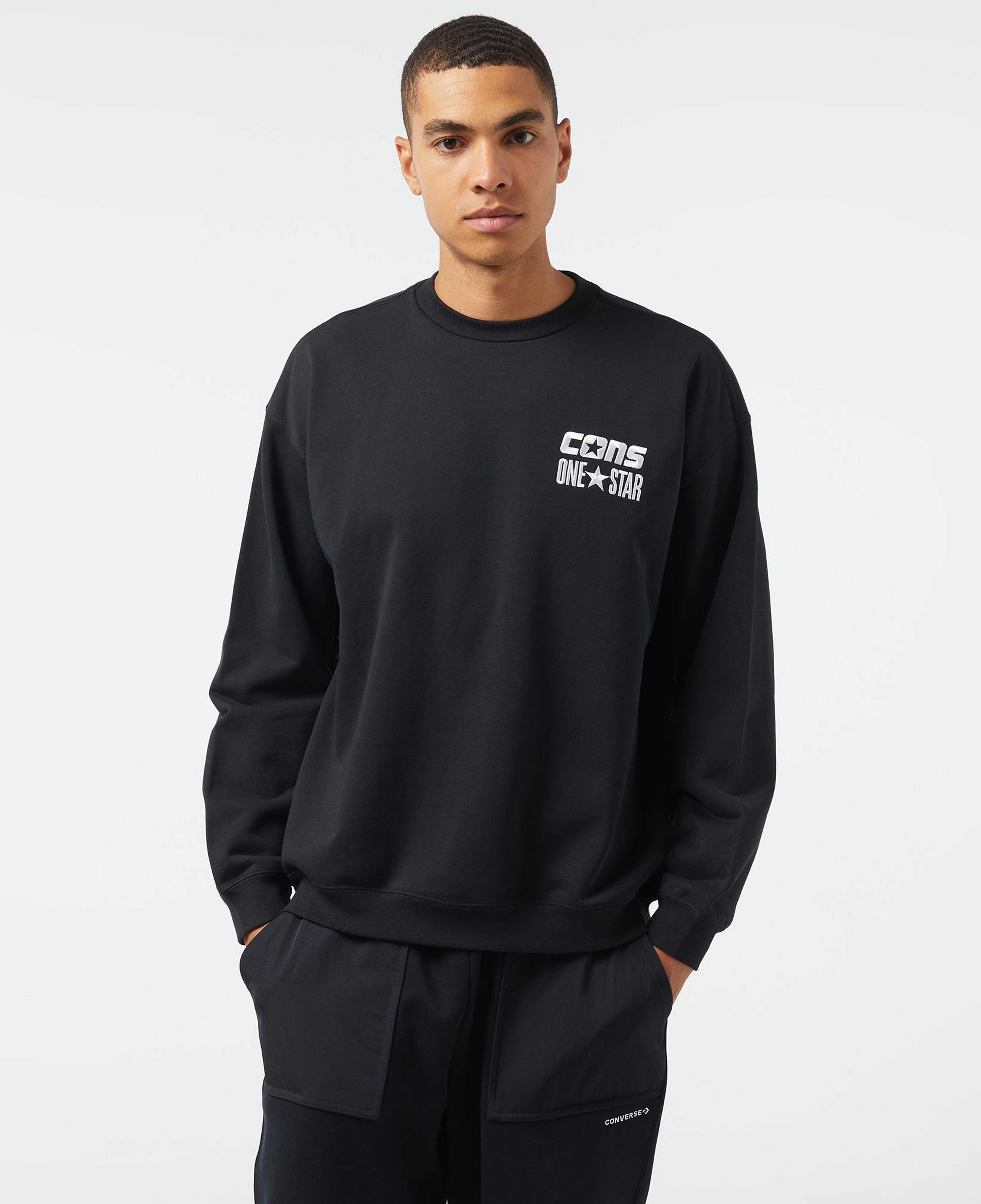 Converse Cons One Star Crew Erkek Siyah Sweatshirt