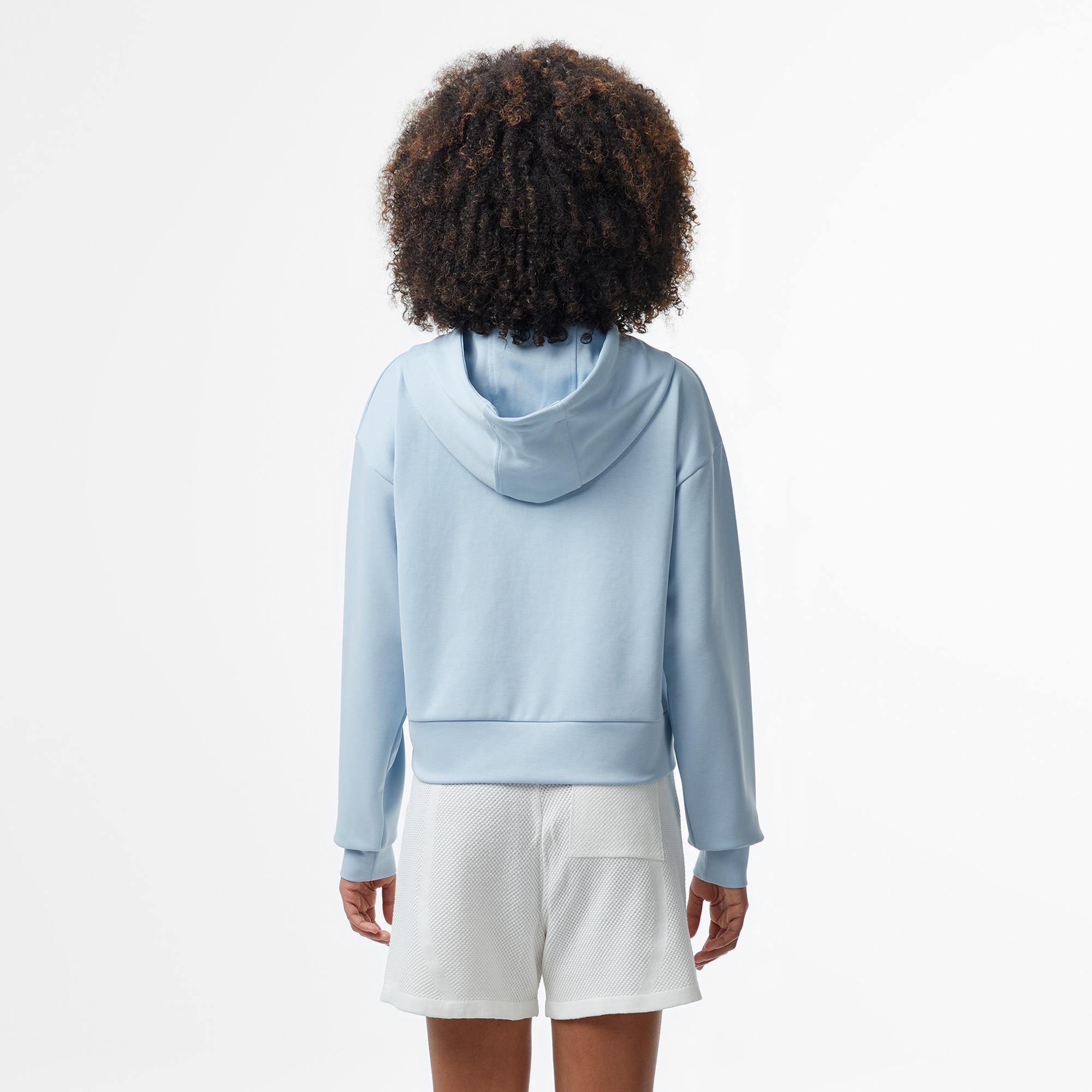 Kadın Relaxed Fit Kapüşonlu Baskılı Açık Mavi Modal Karışımlı Sweatshirt