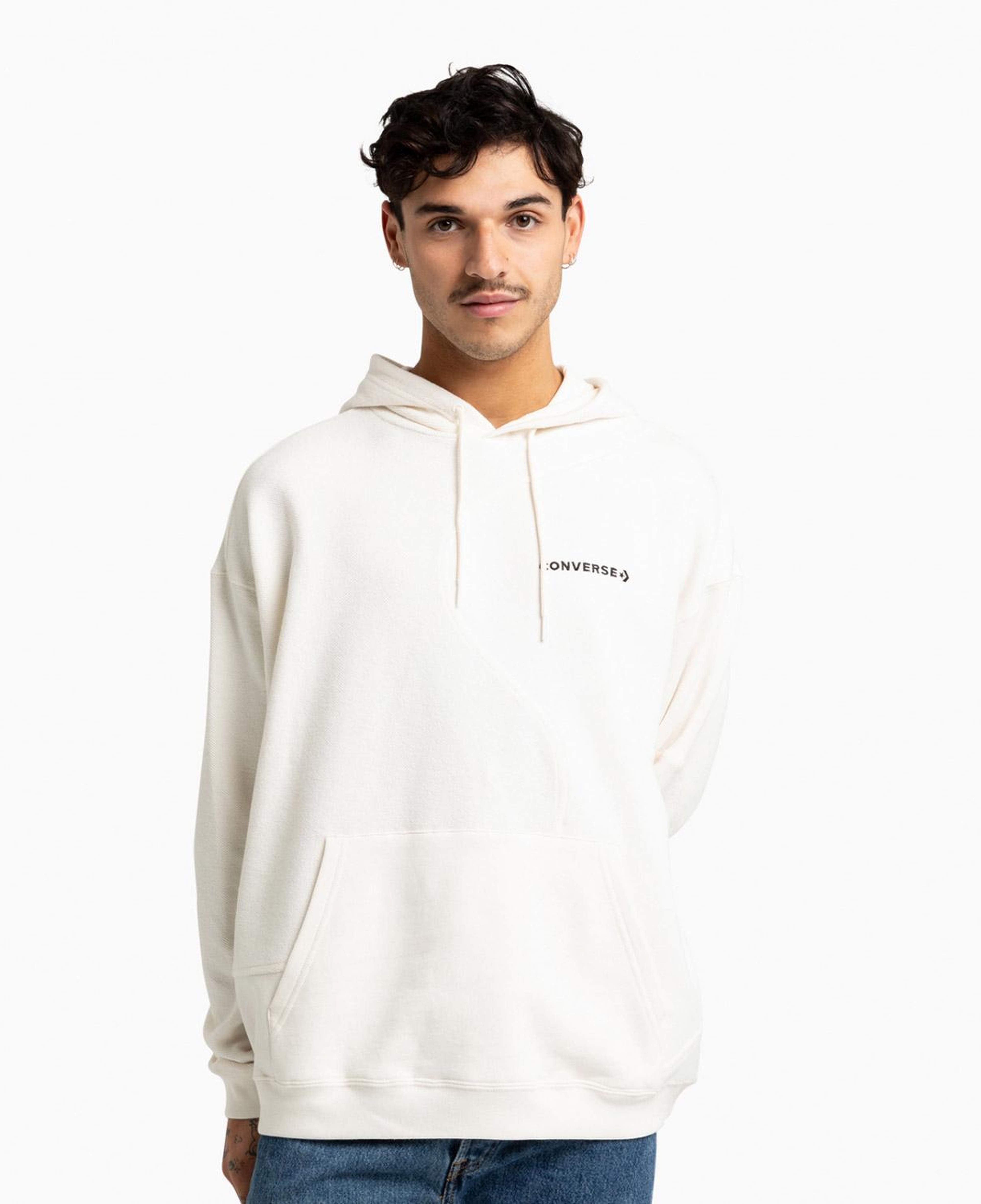 Converse Dynamic Blocking Pullover Erkek Beyaz Hoodie