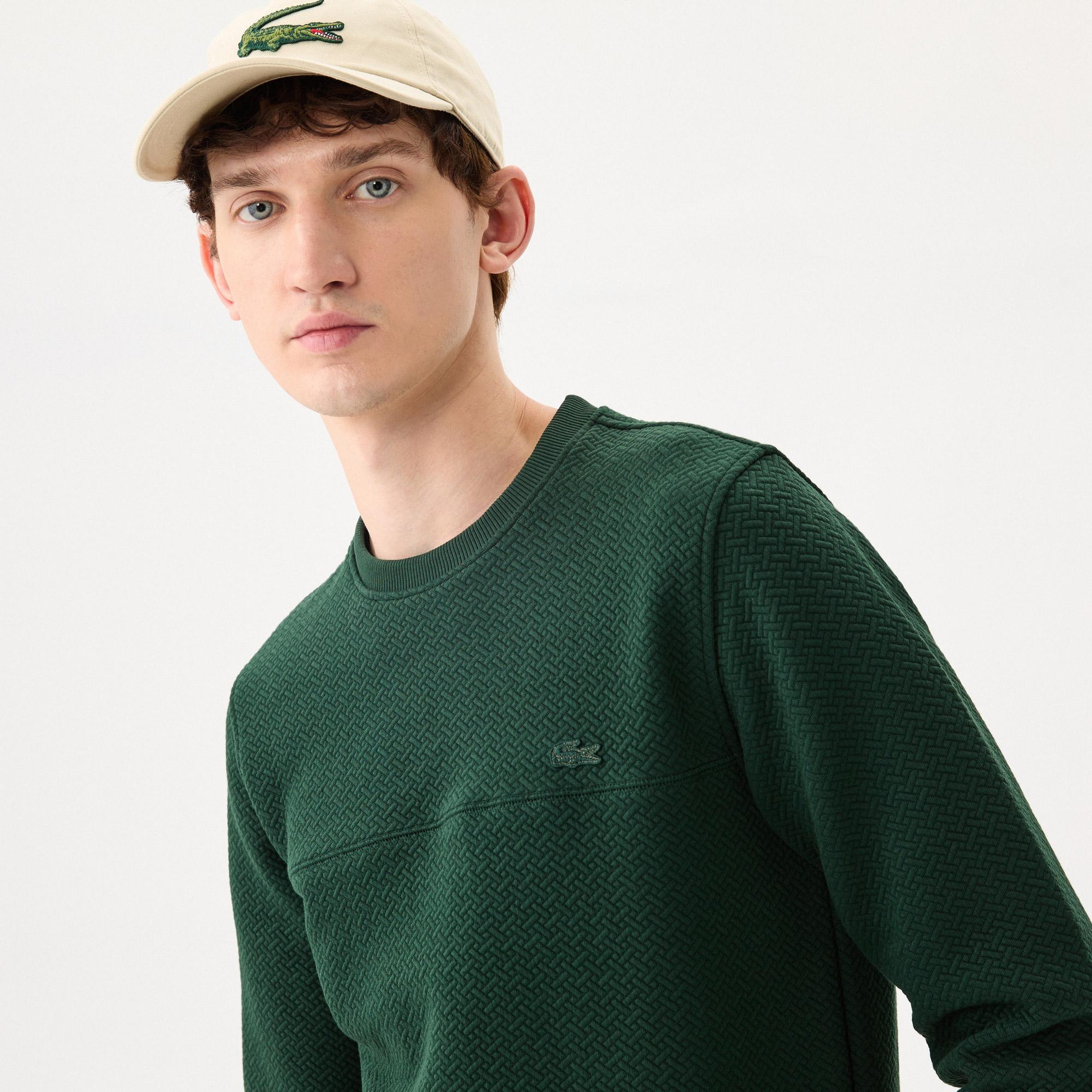 Erkek Regular Fit Uzun Kollu Bisiklet Yaka Koyu Yeşil T-Shirt