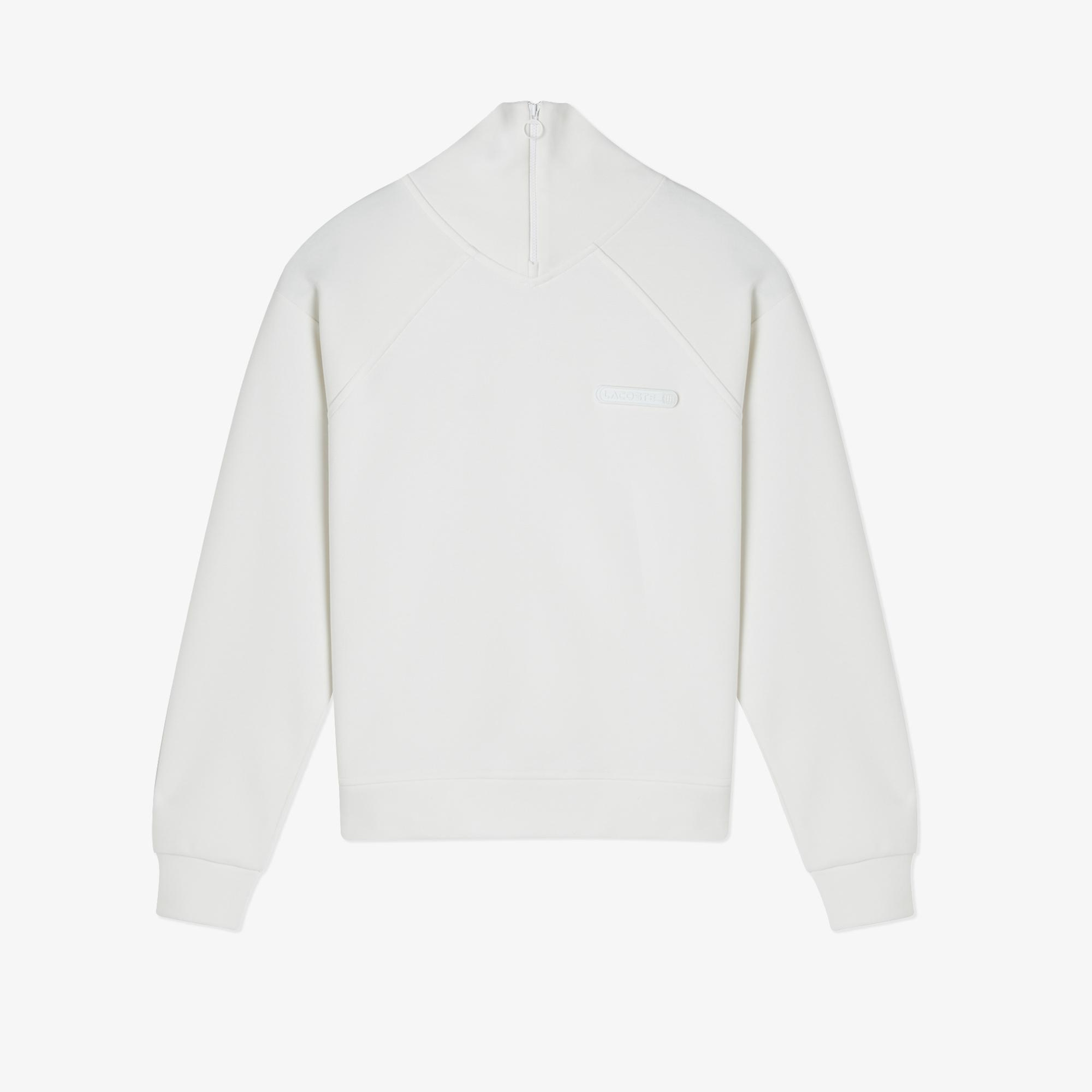 Kadın Regular Fit Fermuarlı Dik Yaka Beyaz Sweatshirt