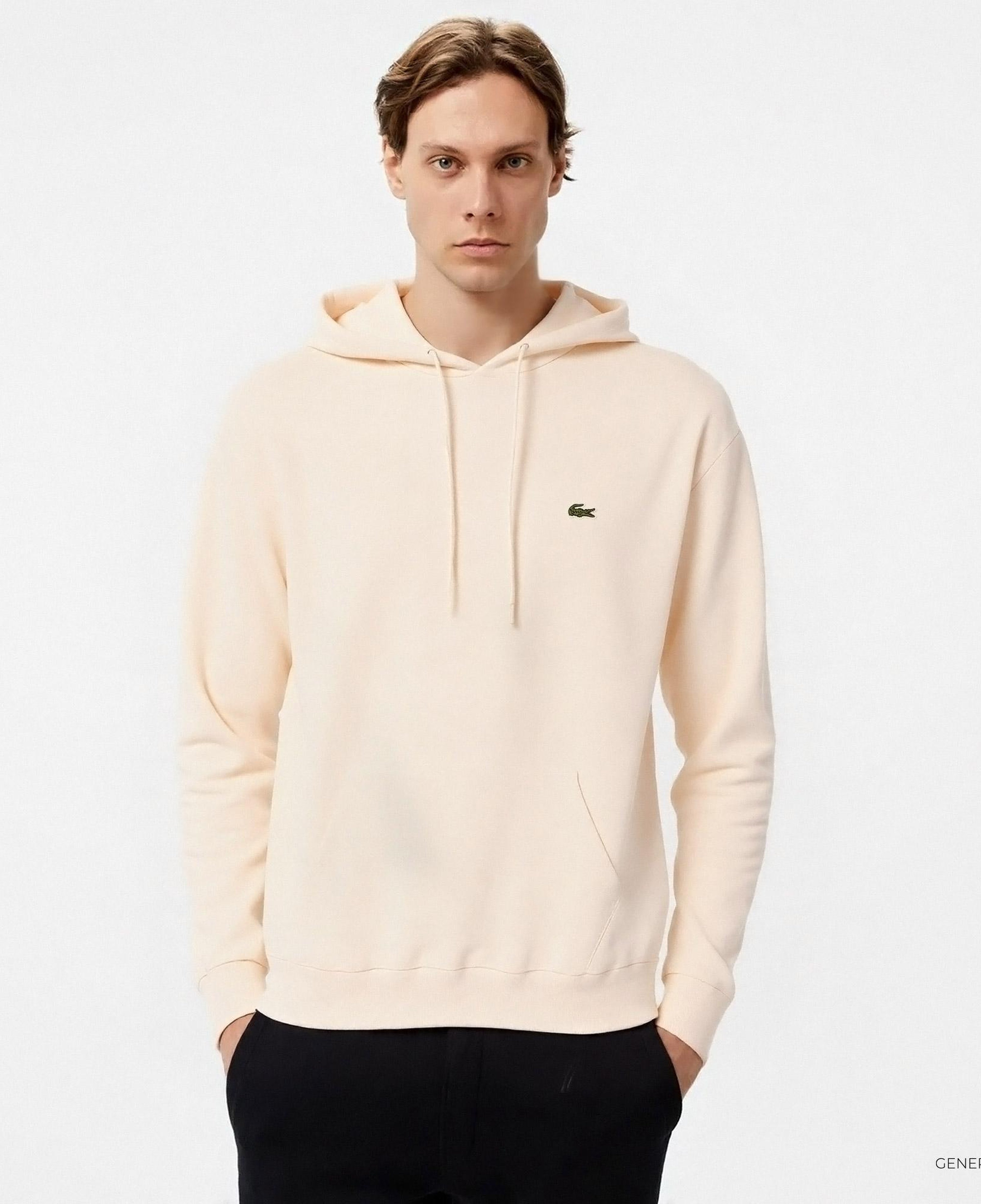 Erkek Classic Fit Kapüşonlu Bej Sweatshirt