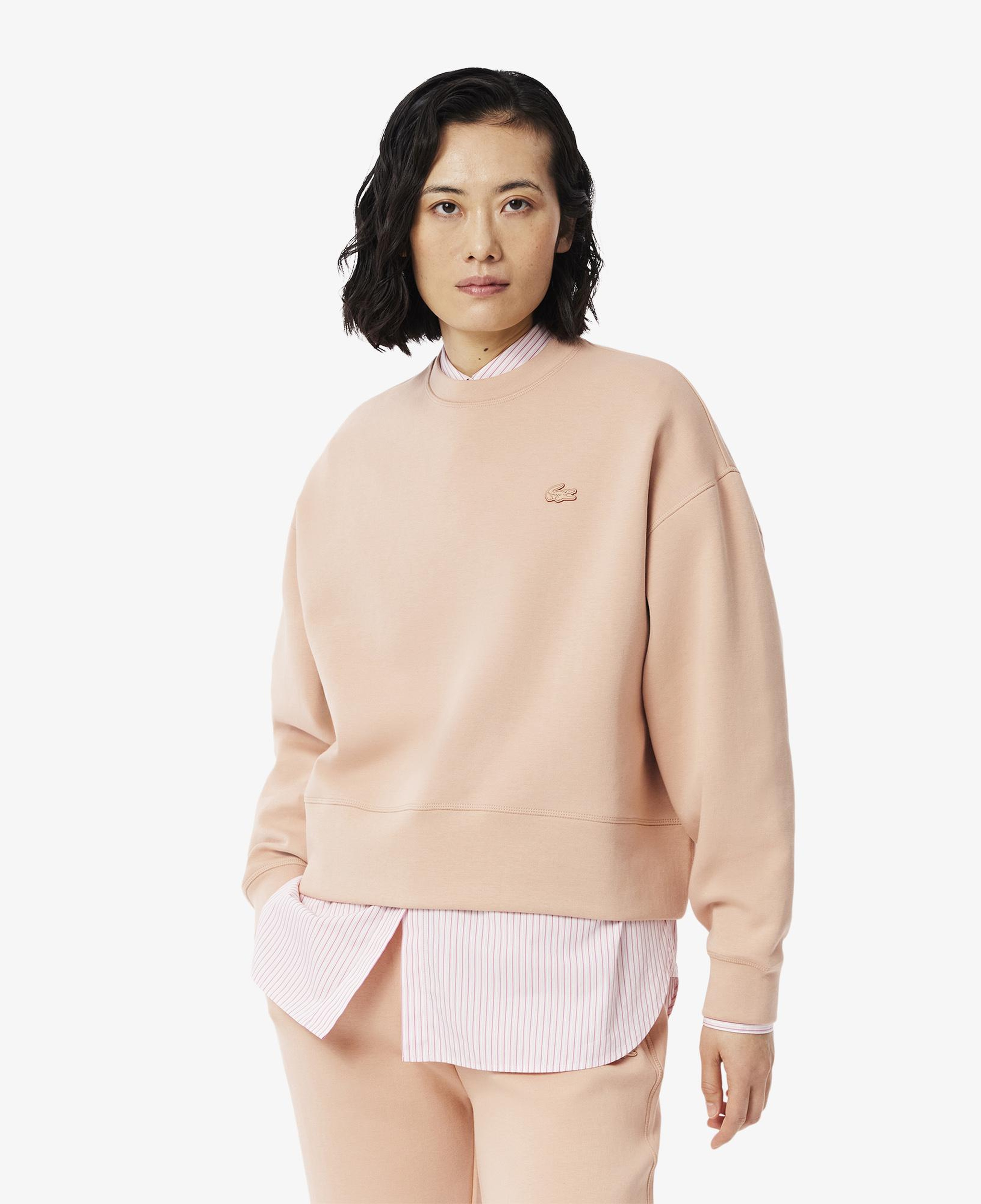 Lacoste Kadın Oversize Fit Bisiklet Yaka Açık Kahverengi Sweatshirt