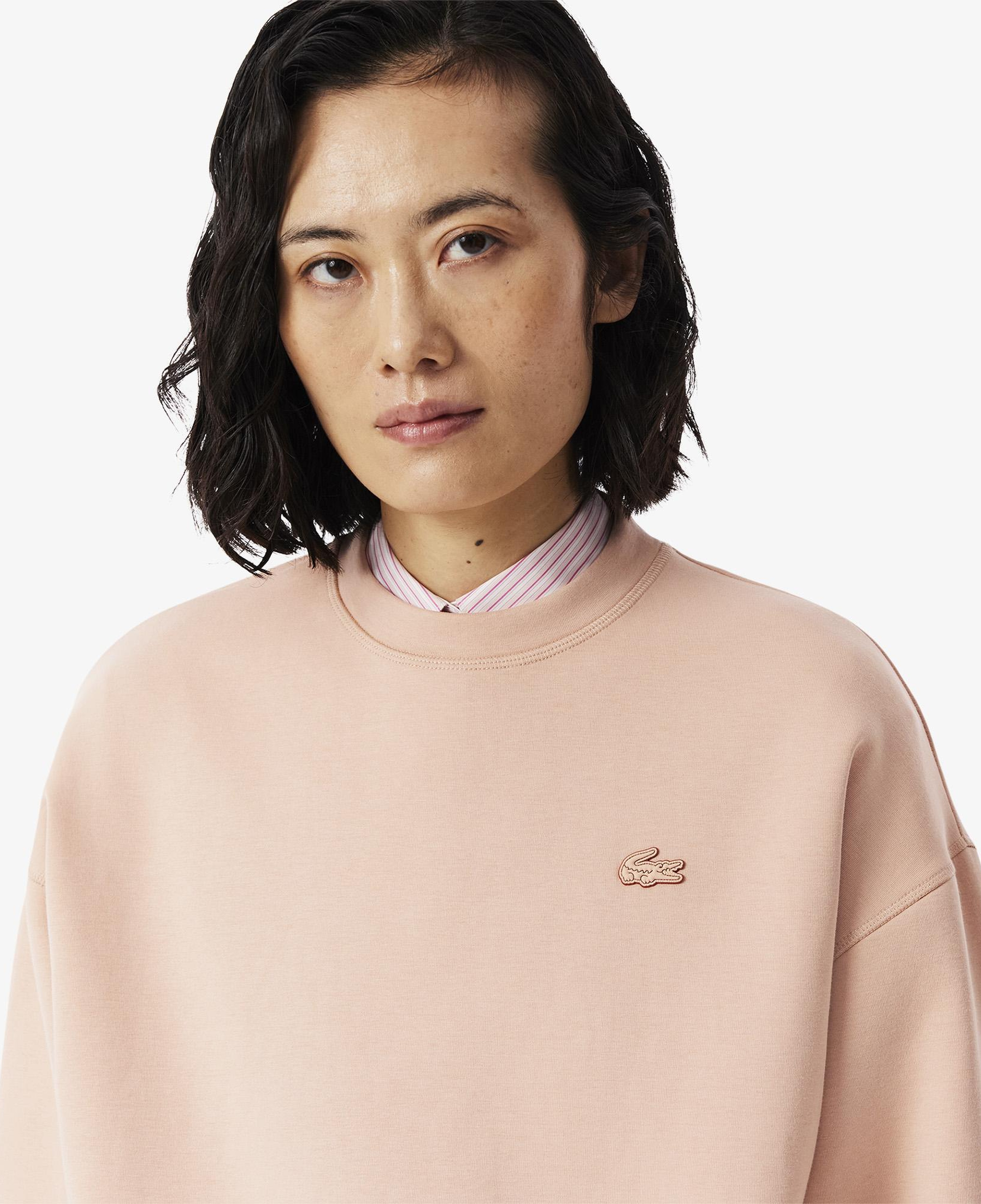 Lacoste Kadın Oversize Fit Bisiklet Yaka Açık Kahverengi Sweatshirt
