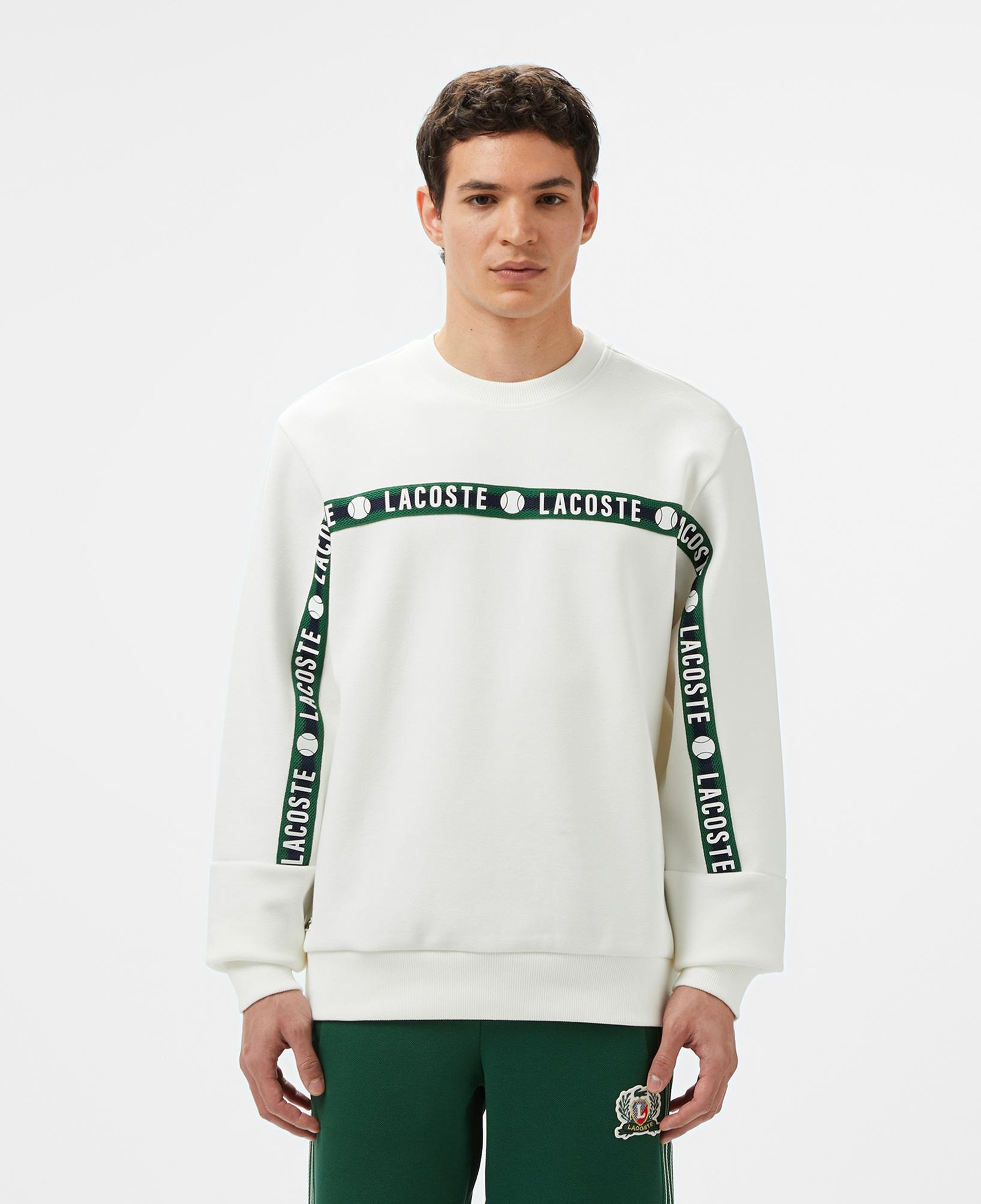 Erkek Classic Fit Bisiklet Yaka Baskılı Beyaz Sweatshirt