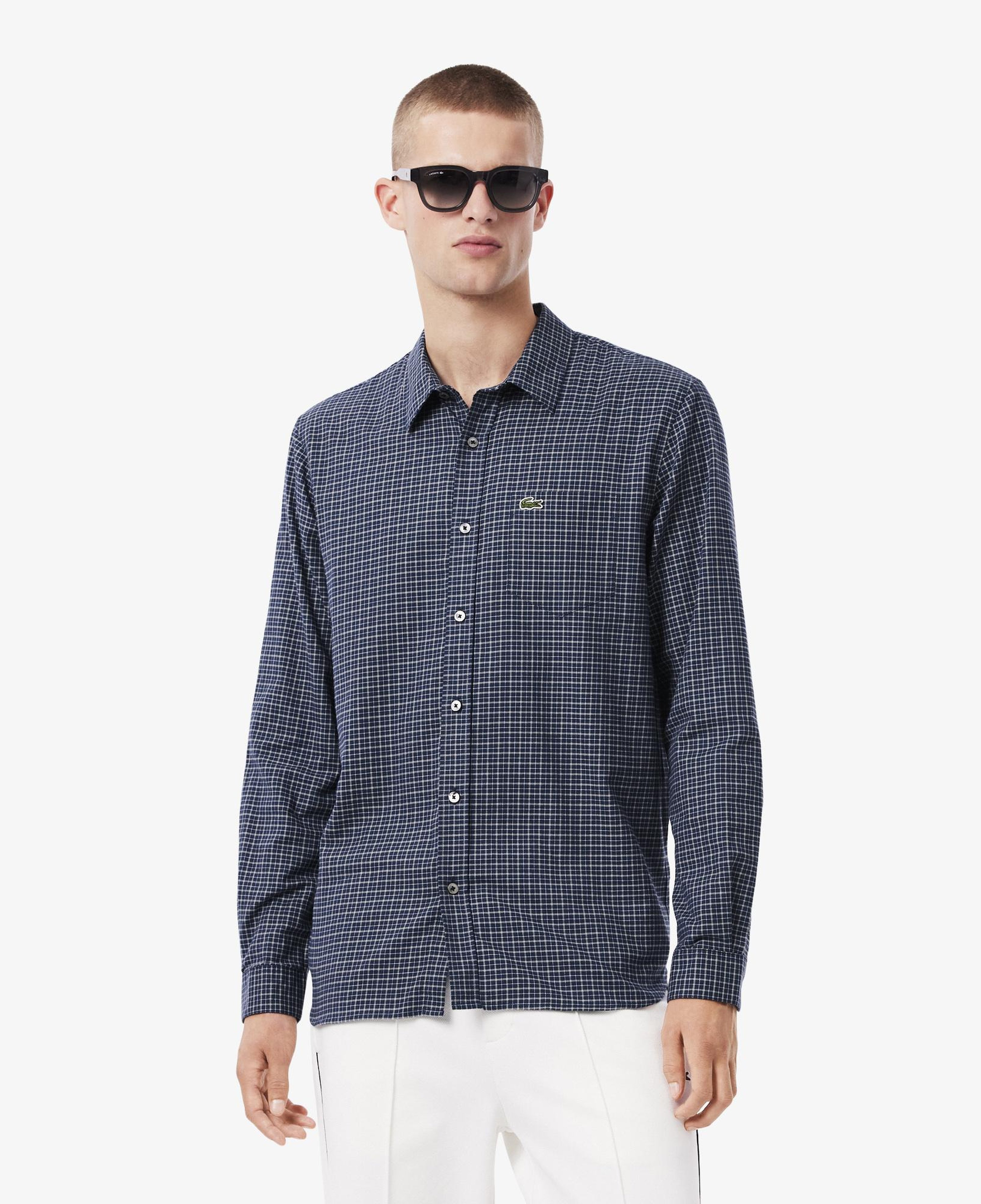 Lacoste Erkek Regular Fit Kareli Lacivert Gömlek