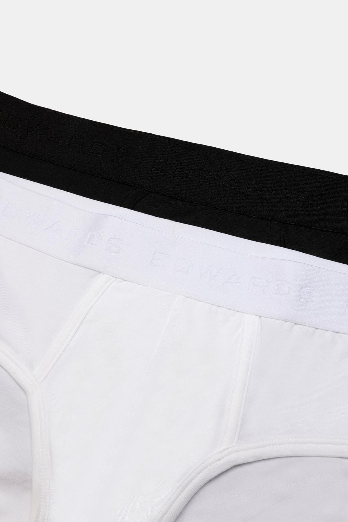 Erkek Siyah Organik Pamuklu Düz Renk Likralı Slip 2'li Paket Siyah&Beyaz