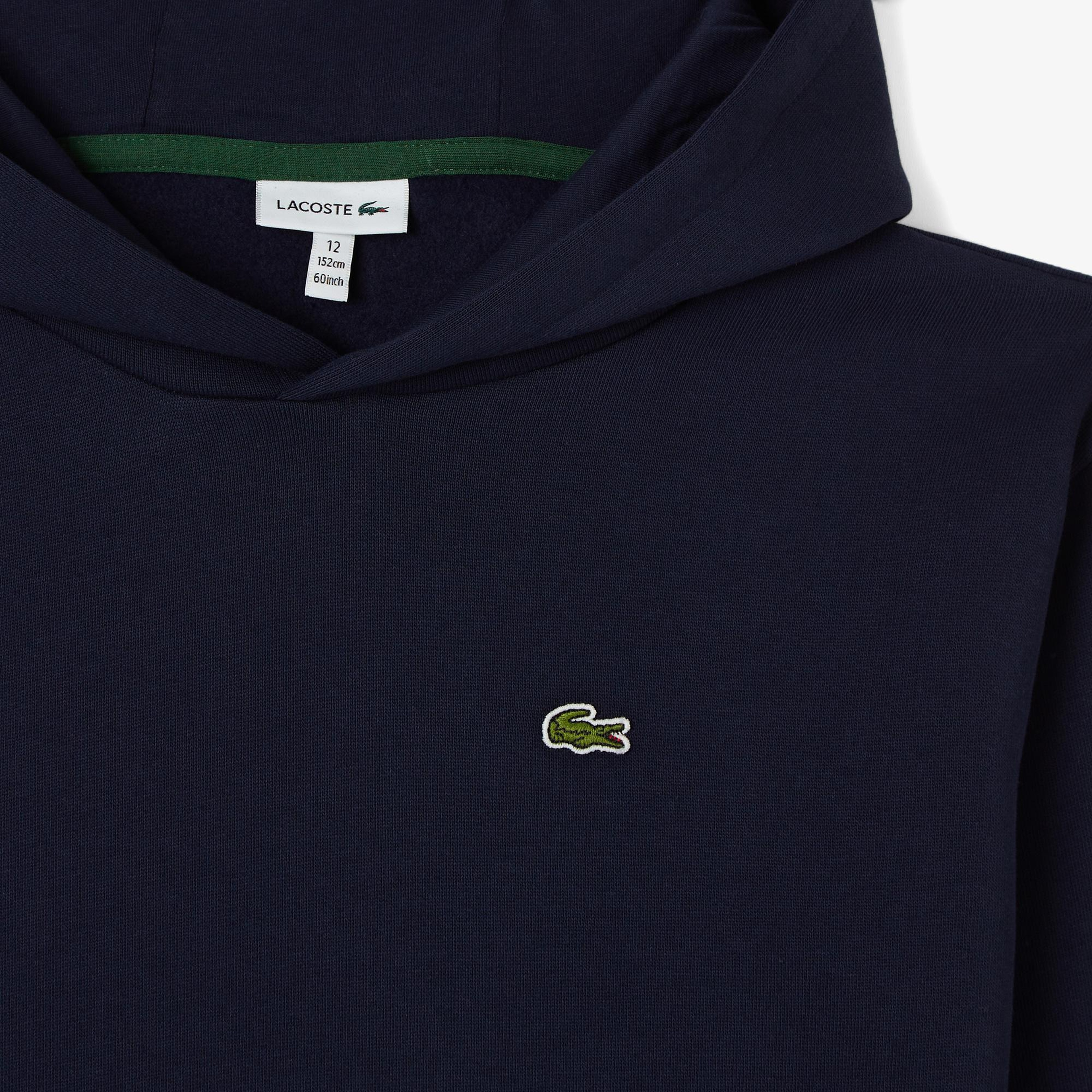 Lacoste Organik Pamuklu Çocuk Lacivert Hoodie