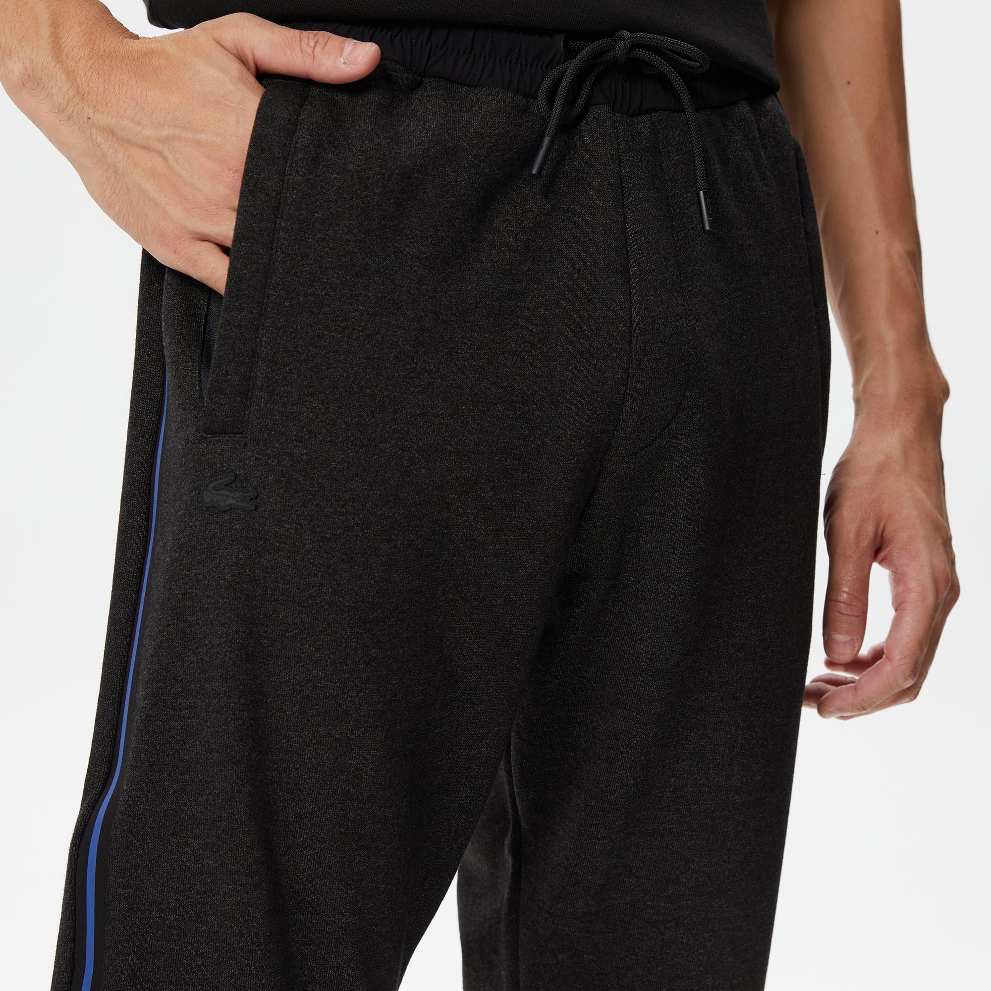 Erkek Slim Fit Renk Bloklu Siyah Eşofman Altı