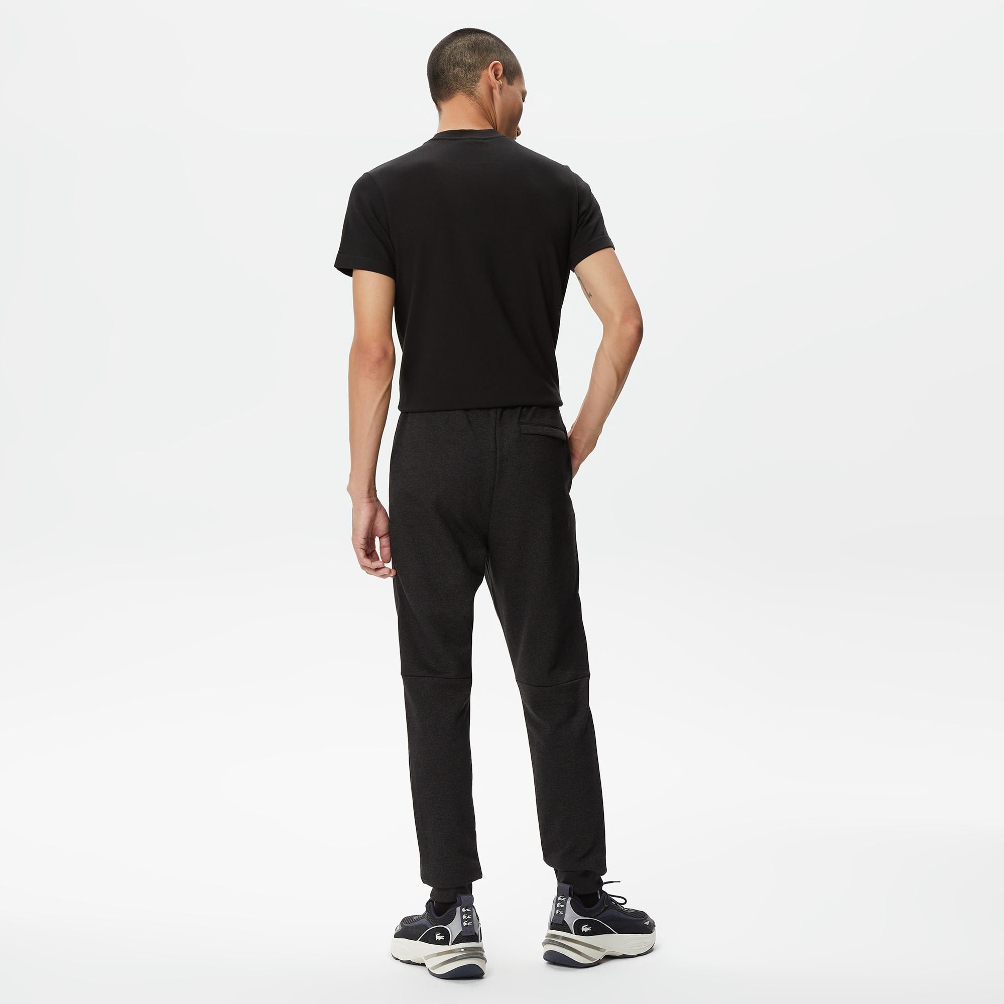 Erkek Slim Fit Renk Bloklu Siyah Eşofman Altı