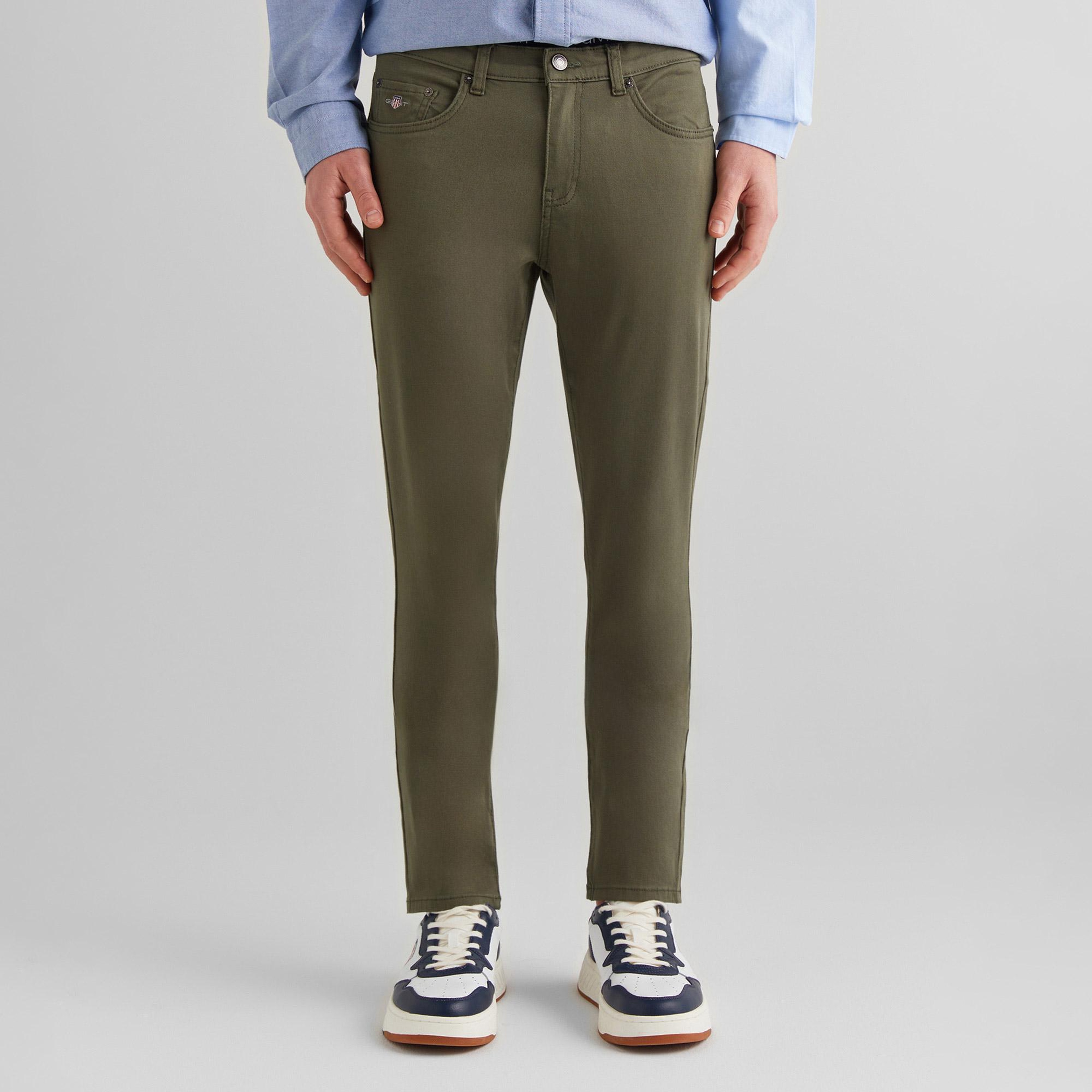 GANT Erkek Yeşil Slim Fit Pantolon