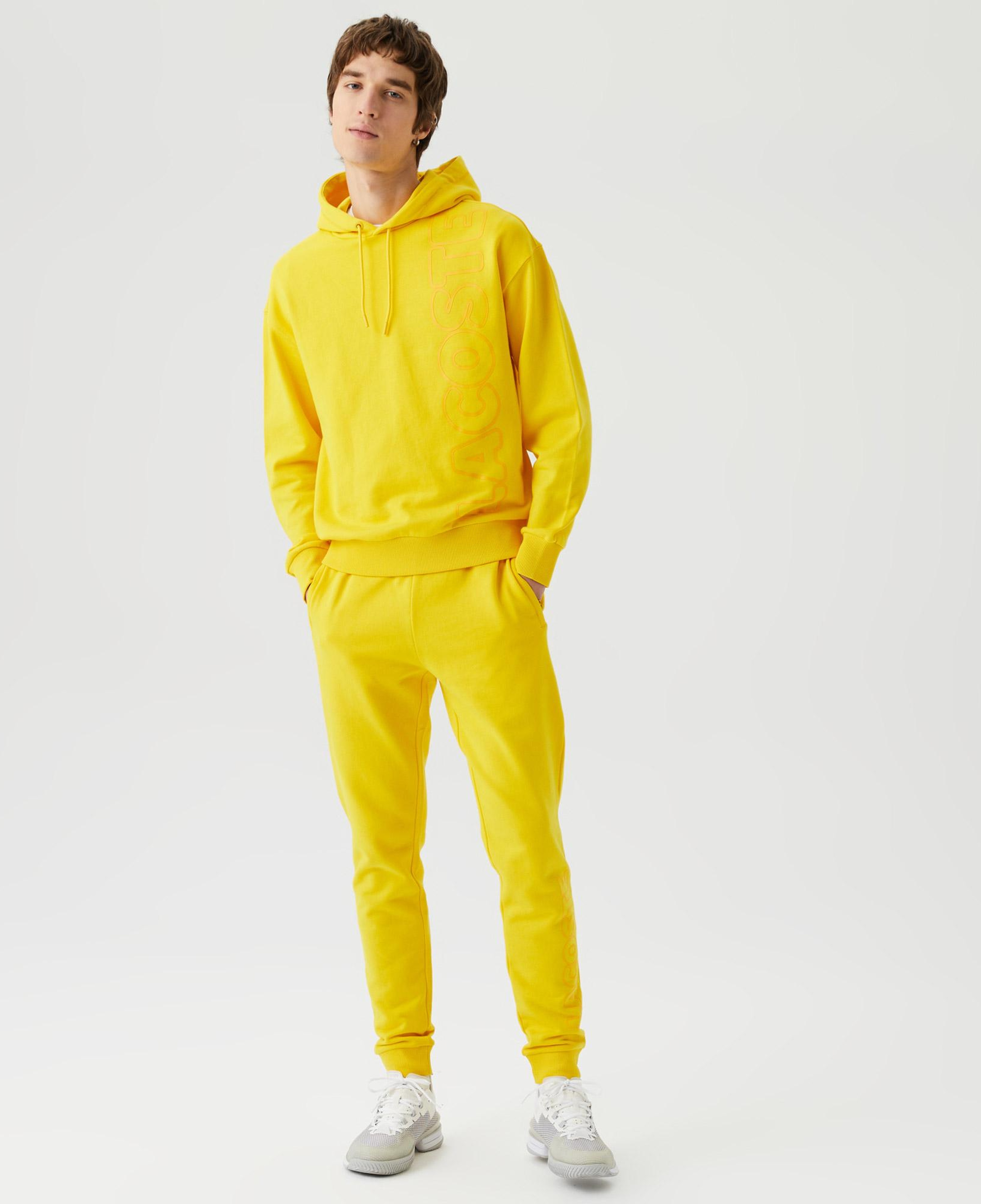 Unisex Relaxed Fit Kapüşonlu Baskılı Sarı Sweatshirt