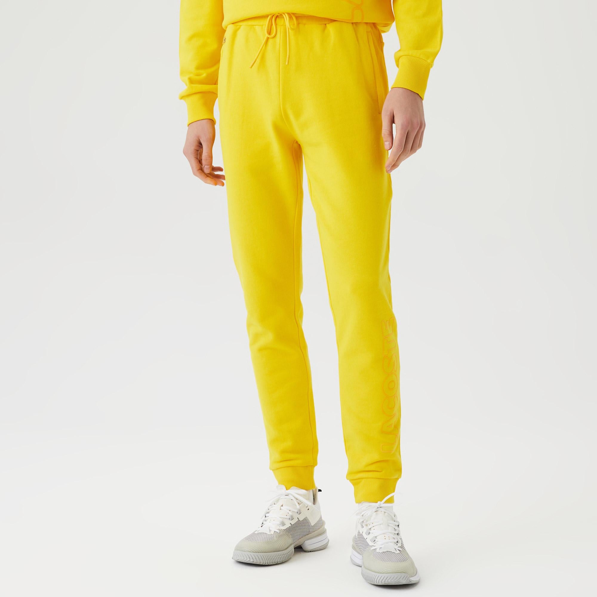 Erkek Slim Fit Baskılı Sarı Eşofman Altı