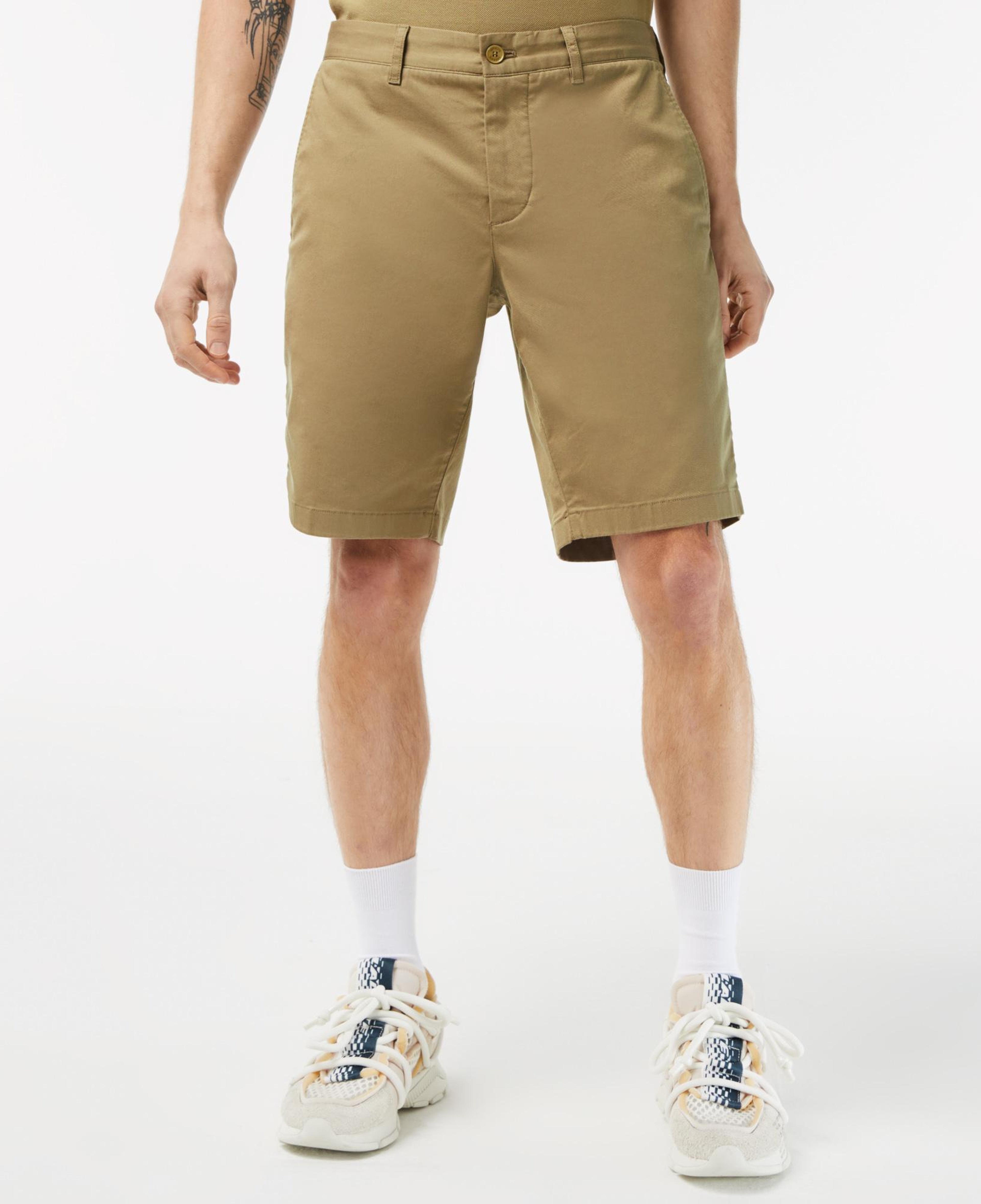 Erkek Slim Fit Bej Bermuda
