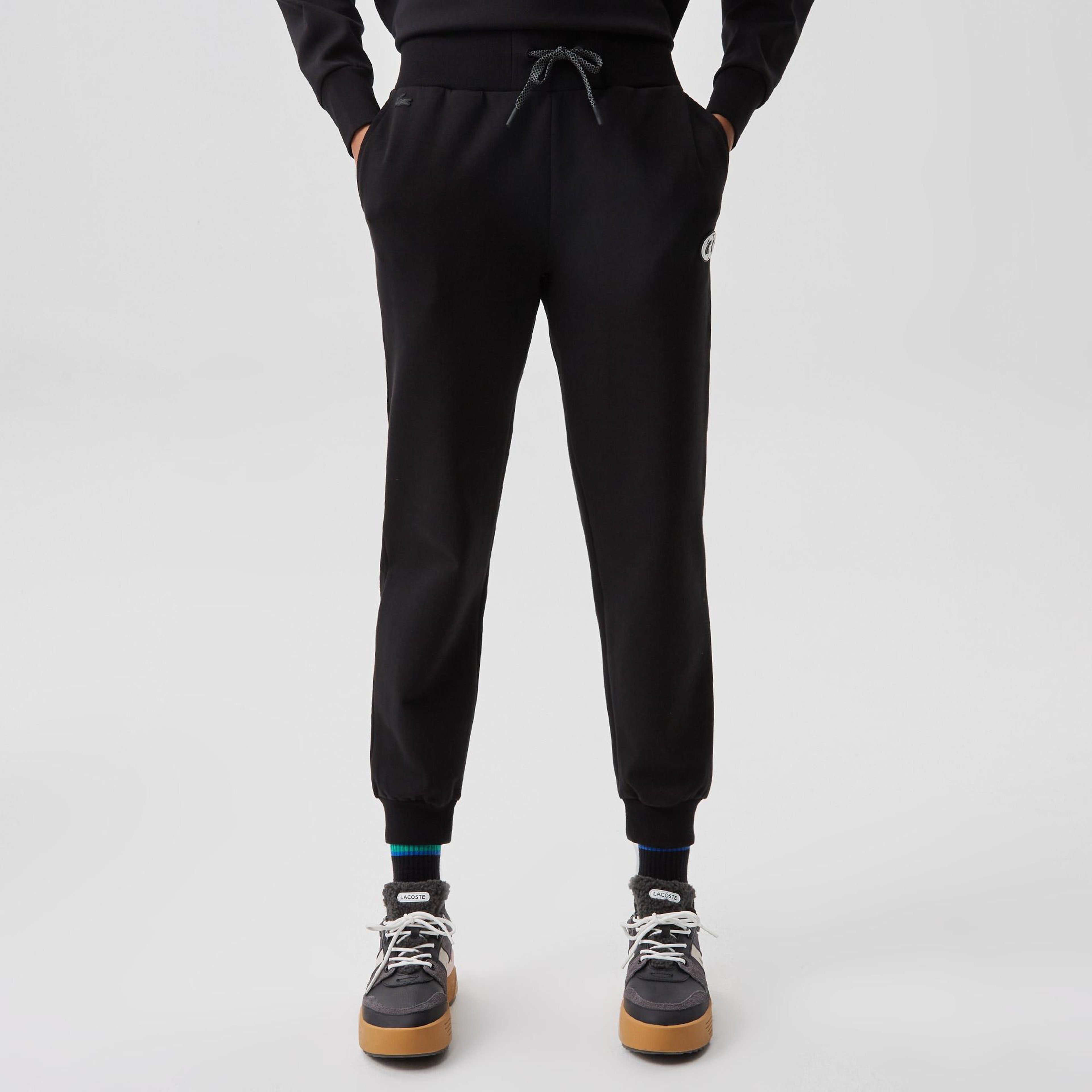 Kadın Slim Fit Baskılı Siyah Eşofman Altı