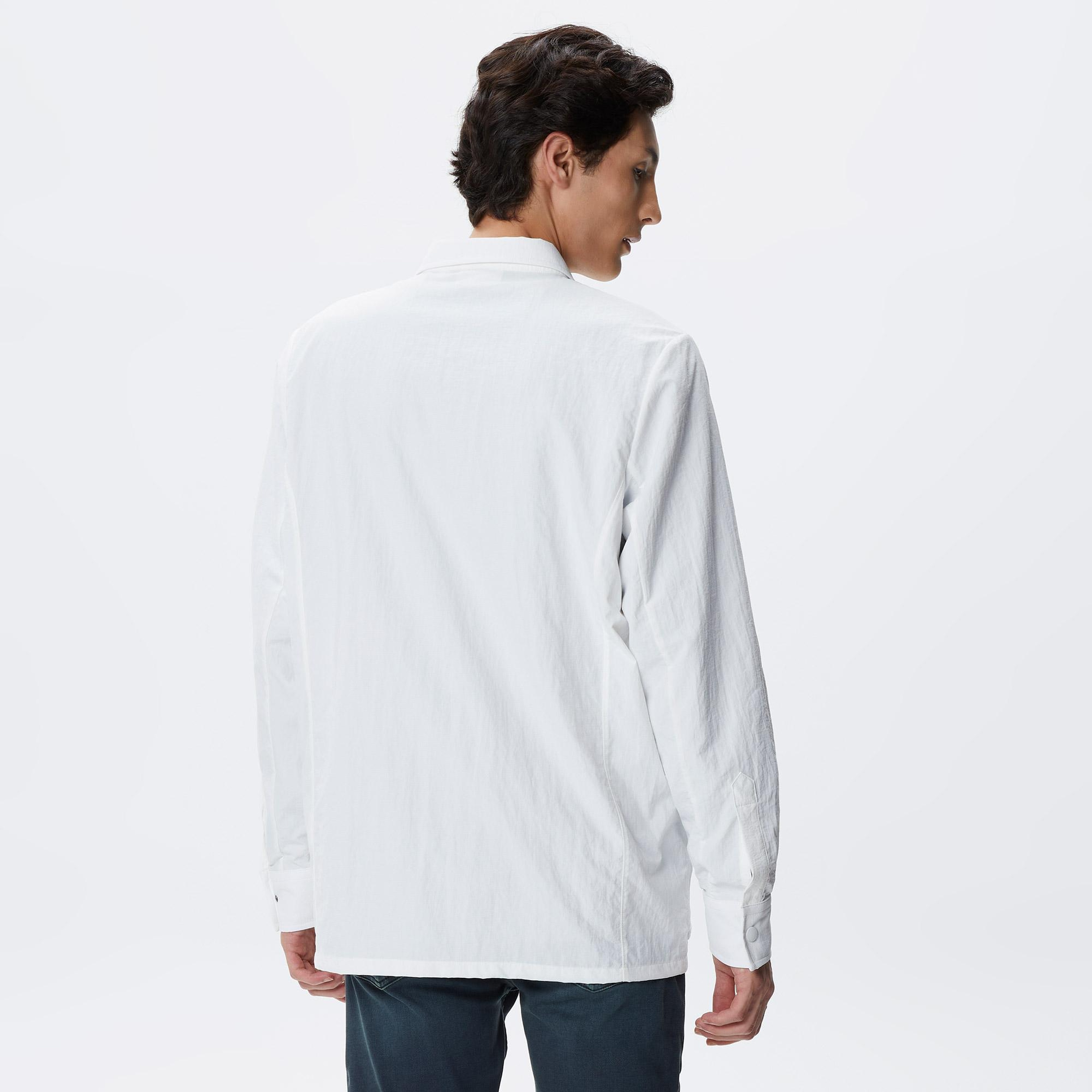 Erkek Relaxed Fit Baskılı Ekru Gömlek
