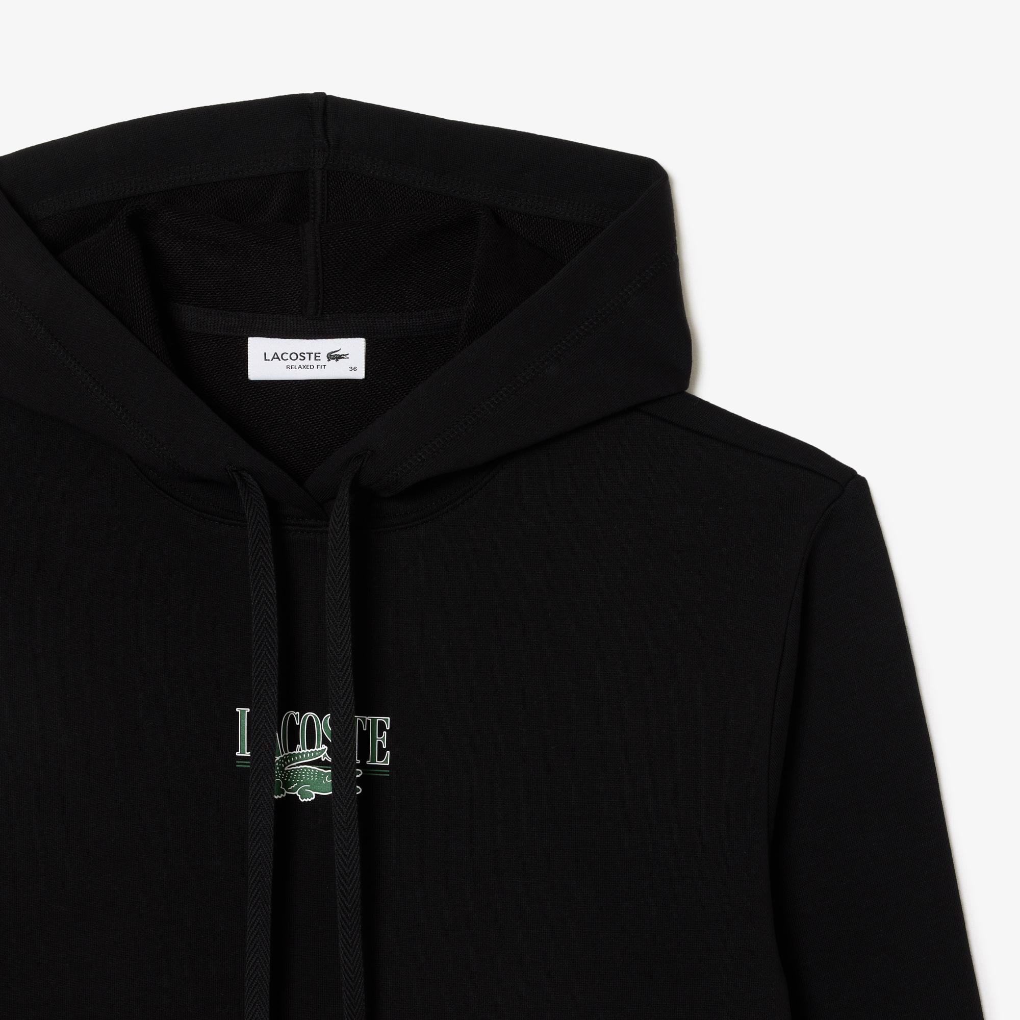 Kadın Kapüşonlu Baskılı Siyah Sweatshirt