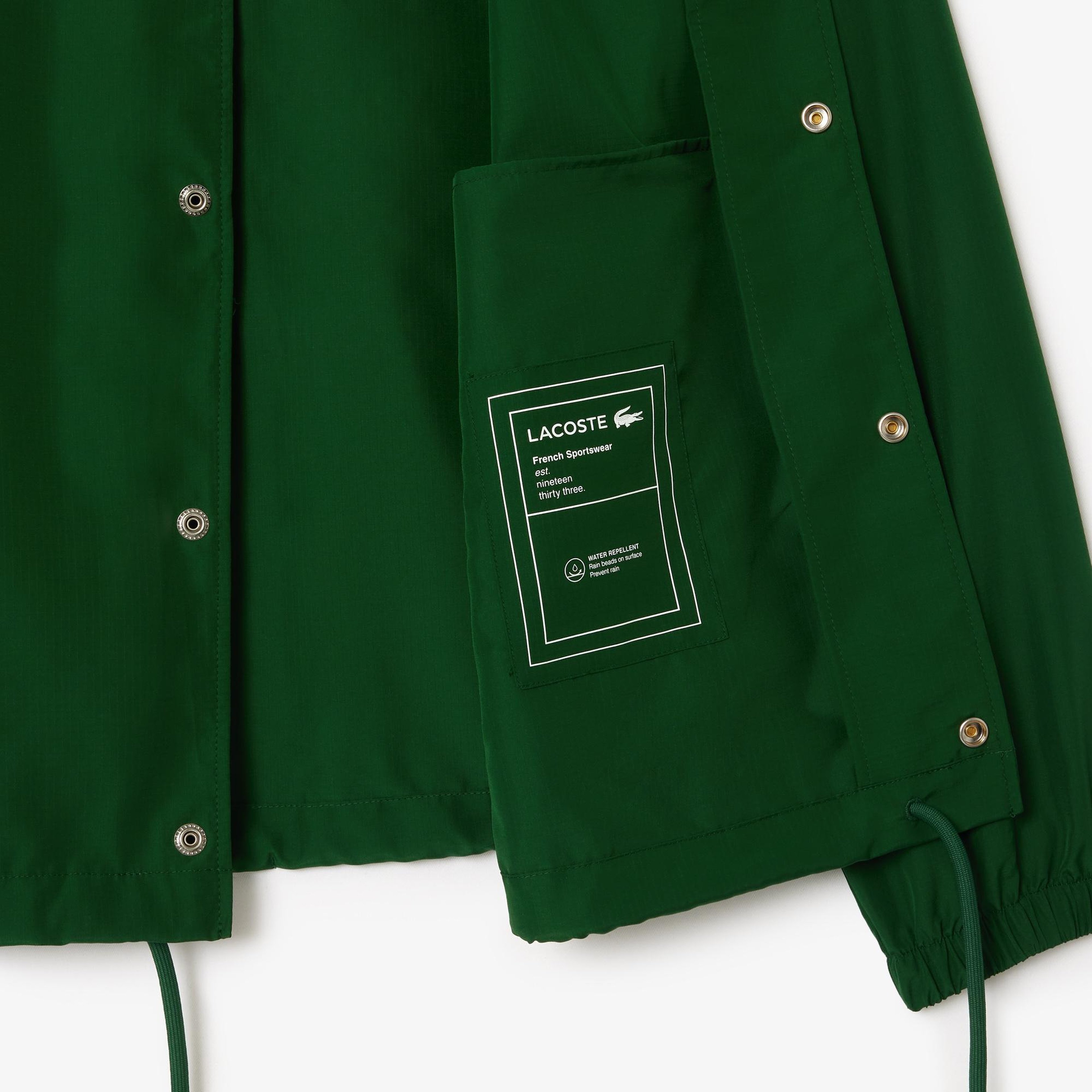 Unisex Polo Yaka Baskılı Yeşil Ceket