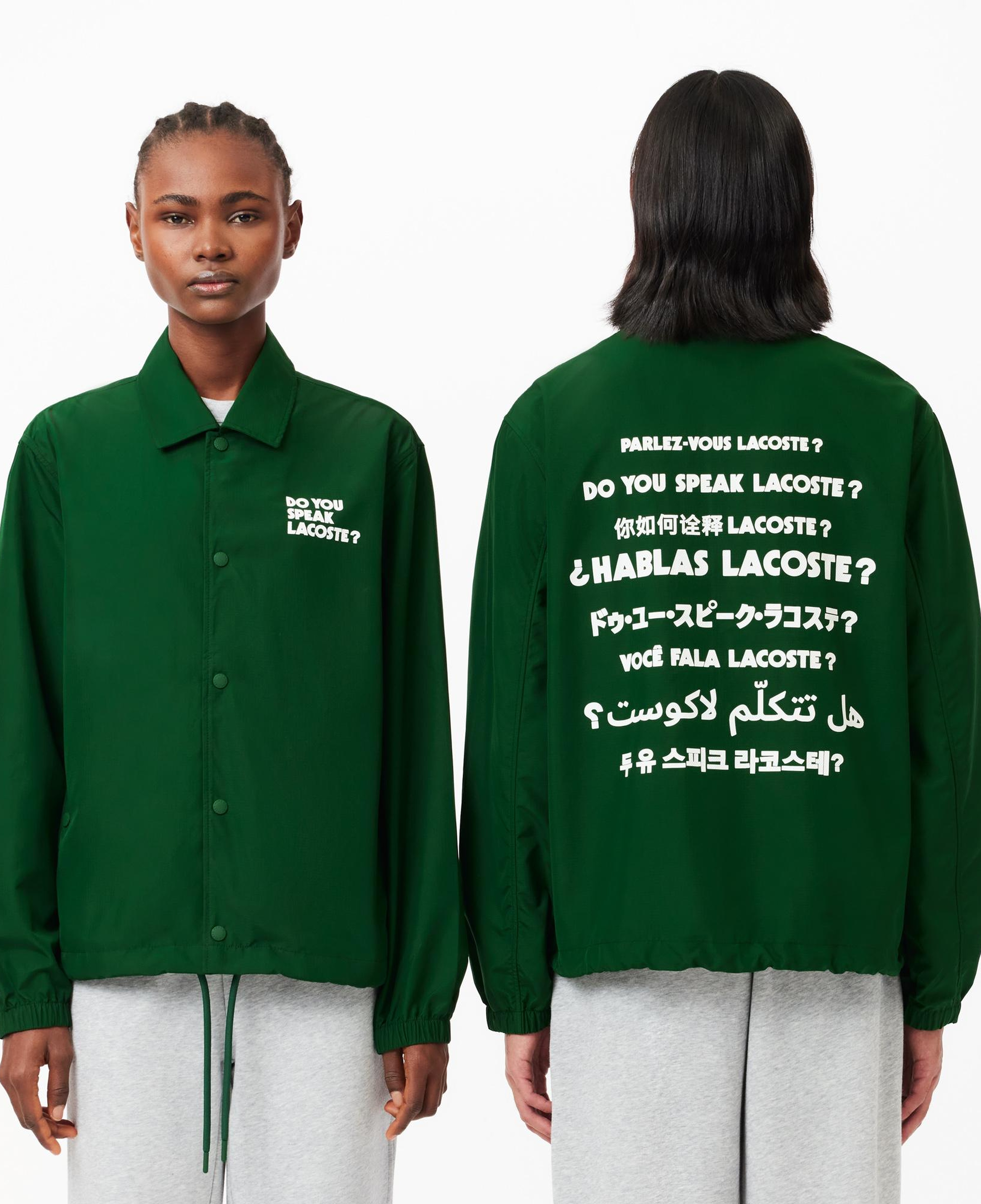 Unisex Polo Yaka Baskılı Yeşil Ceket
