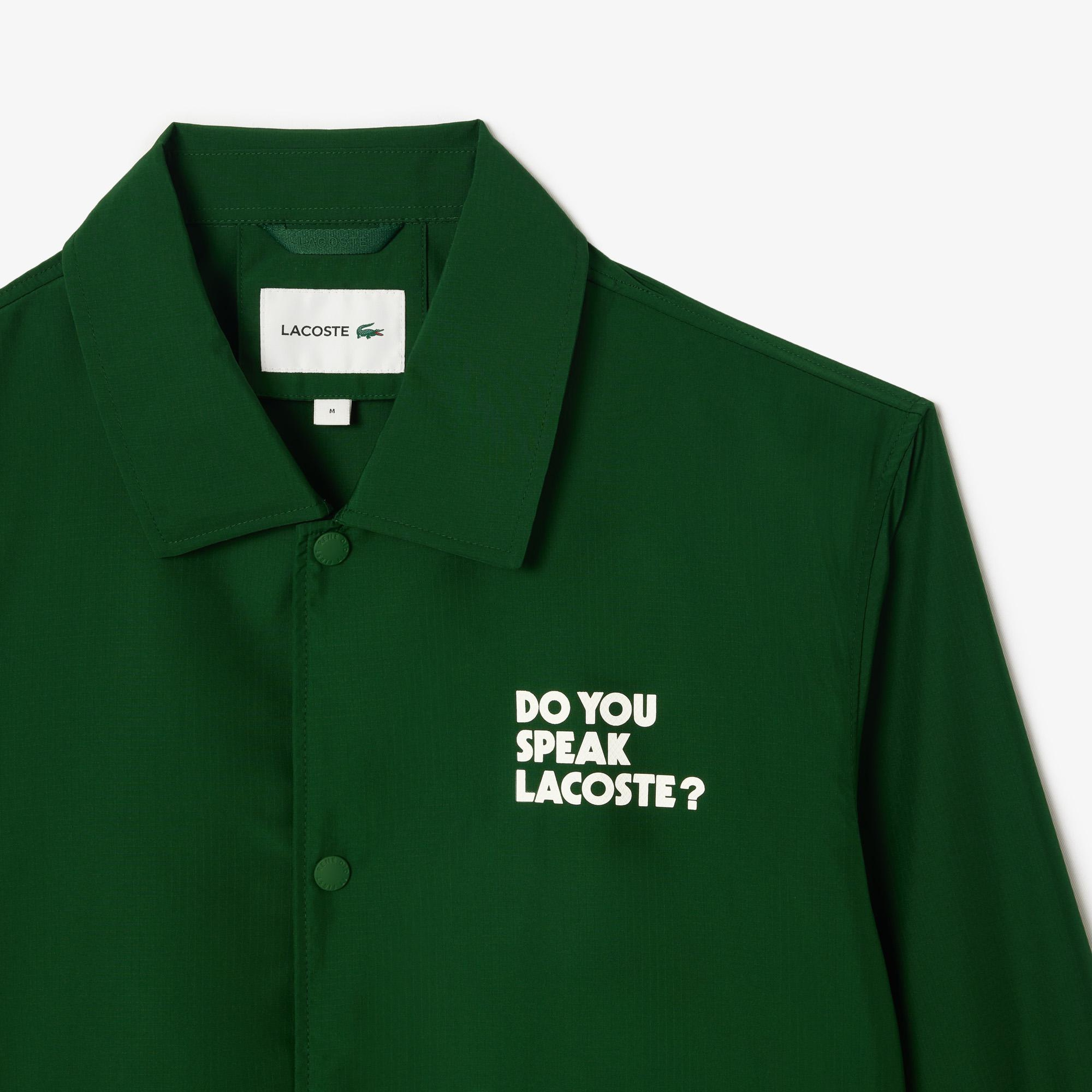 Unisex Polo Yaka Baskılı Yeşil Ceket