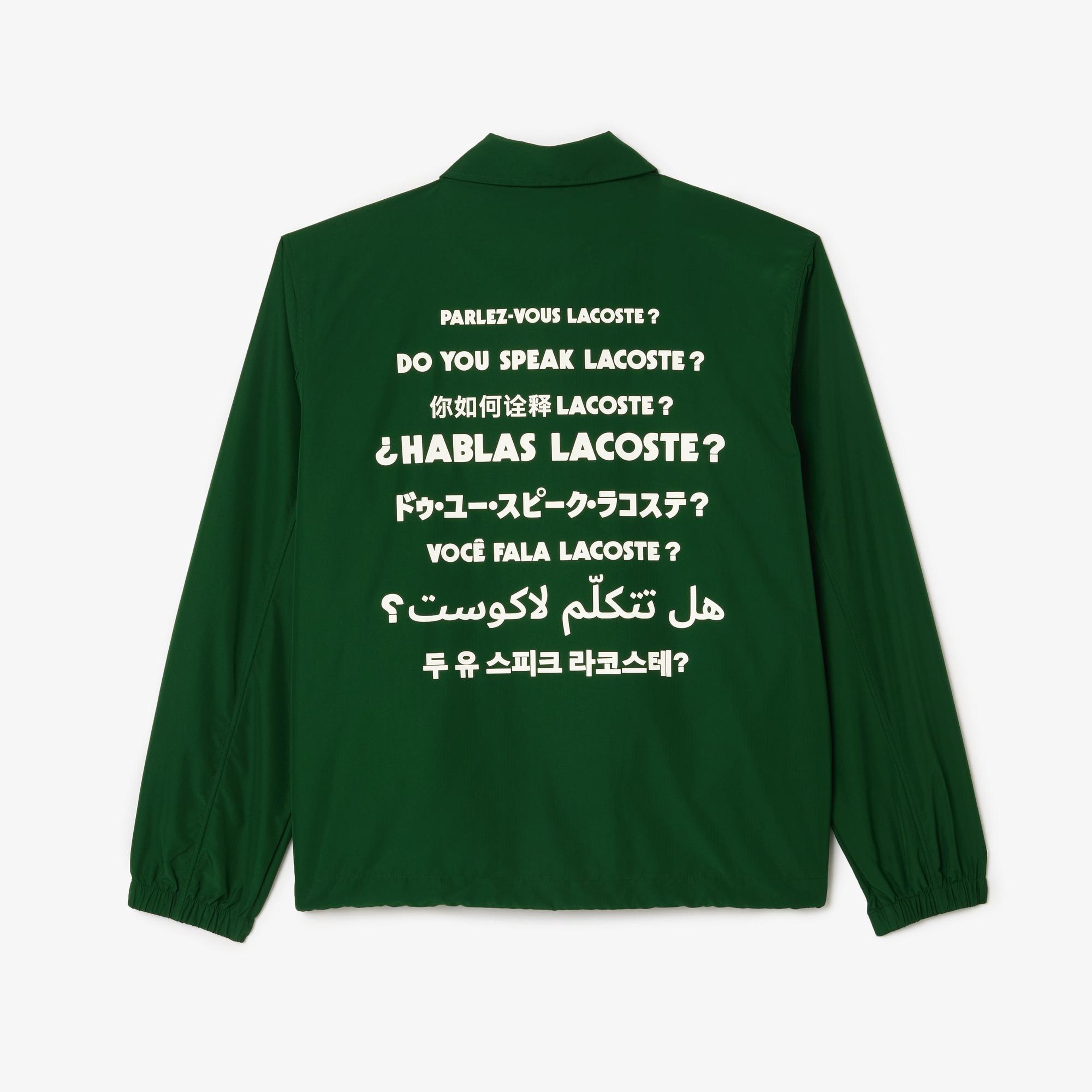 Unisex Polo Yaka Baskılı Yeşil Ceket